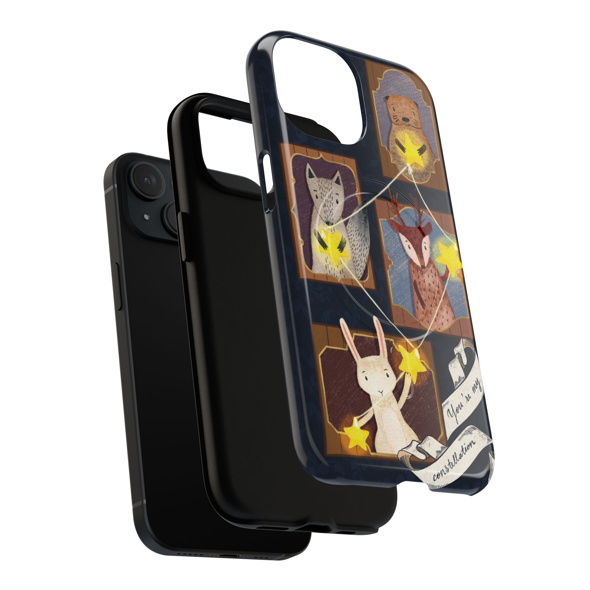 Celestial Animal Stars iPhone Case, Tough Magnetic Cover, Nature Theme, Unique Cute Animal Gifts, iPhone 14 15 16 pro max