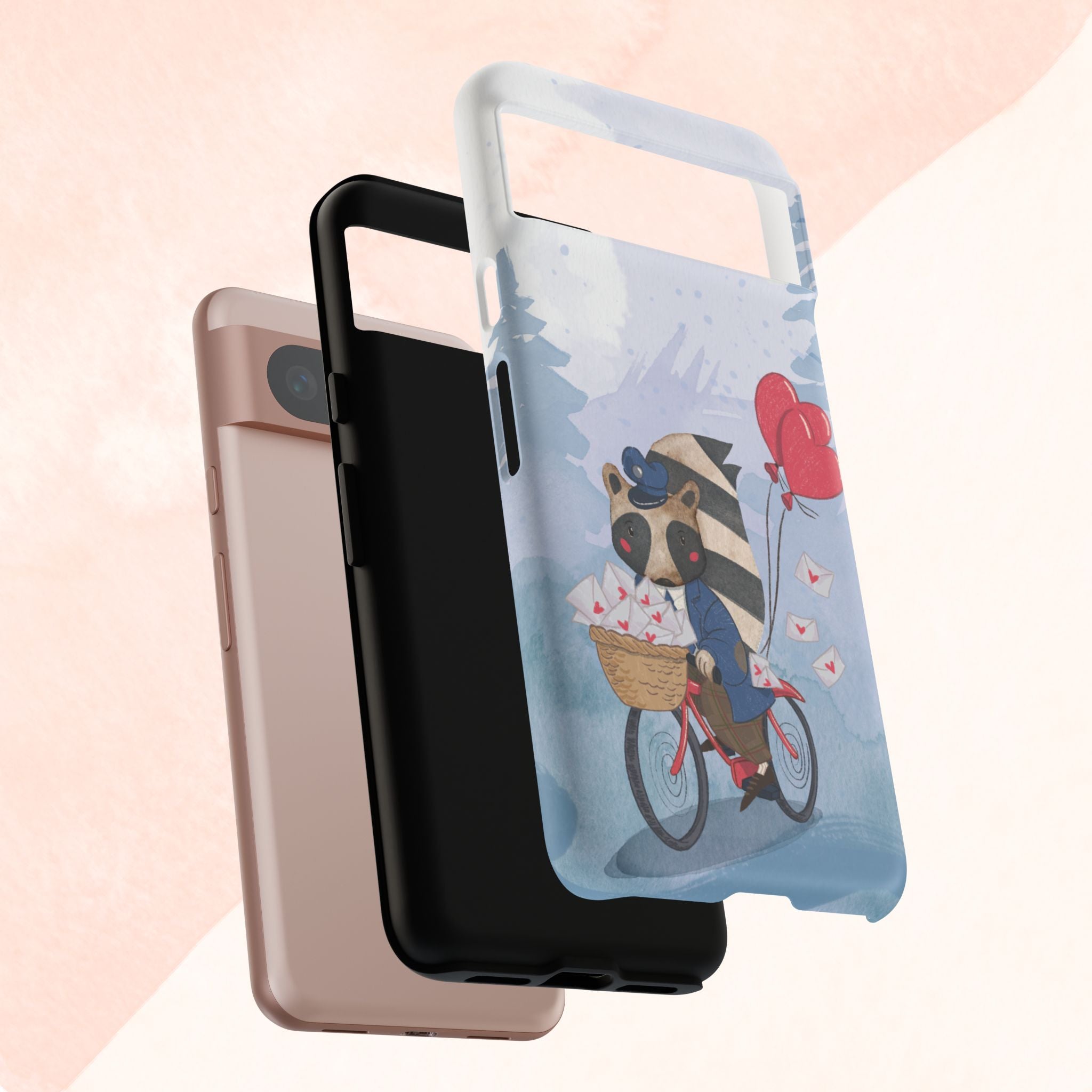 Cute Raccoon Phone Case, Tough Case for Animal Lovers, Valentine's Day Gift, Whimsical Phone Accessory, Gifts for Kids