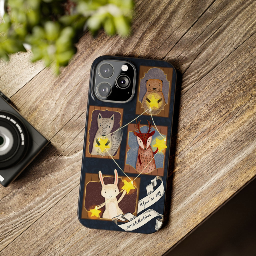 Constellation Friends Slim Case, Woodland Portrait iPhone Cover, Star Collector Design, Cute Kawaii Gift, Phone 8 9 X XR 11 12 13 14 15 16