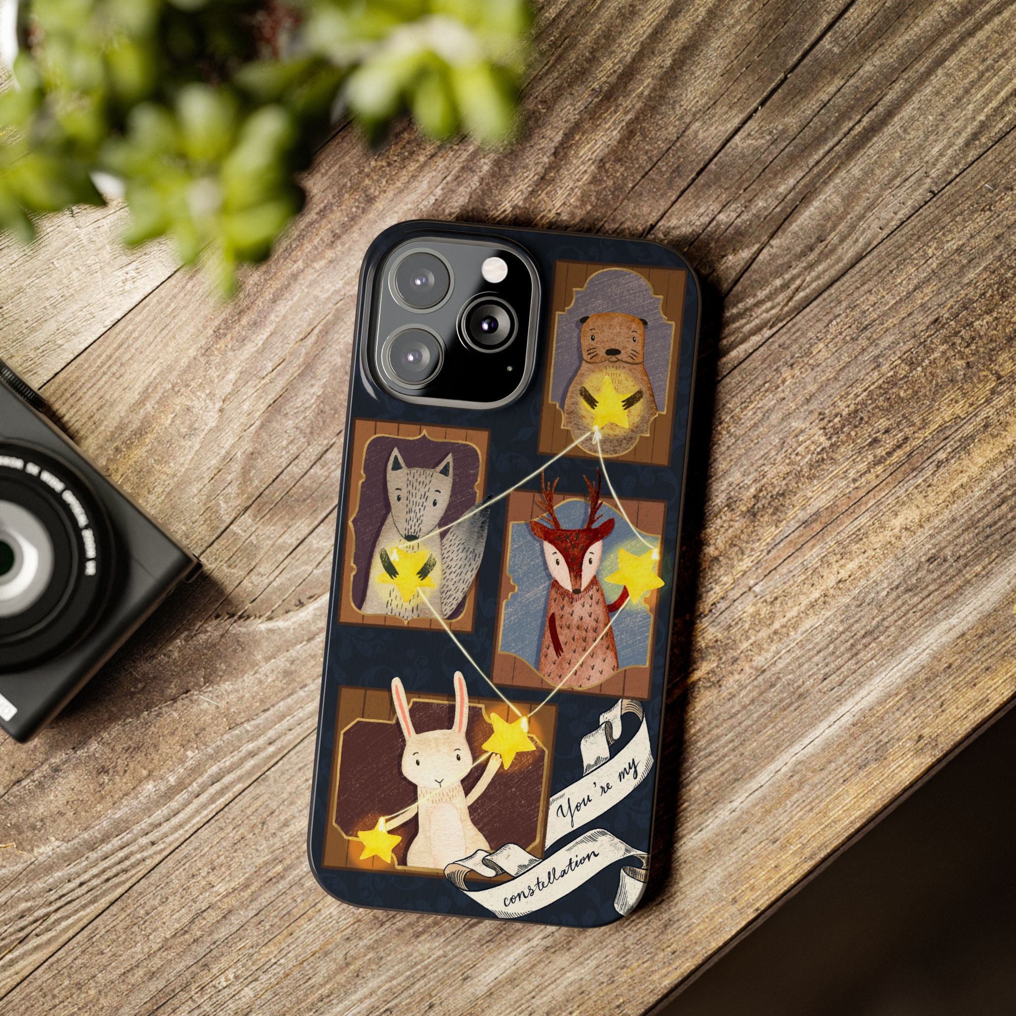 Constellation Friends Slim Case, Woodland Portrait iPhone Cover, Star Collector Design, Cute Kawaii Gift, Phone 8 9 X XR 11 12 13 14 15 16