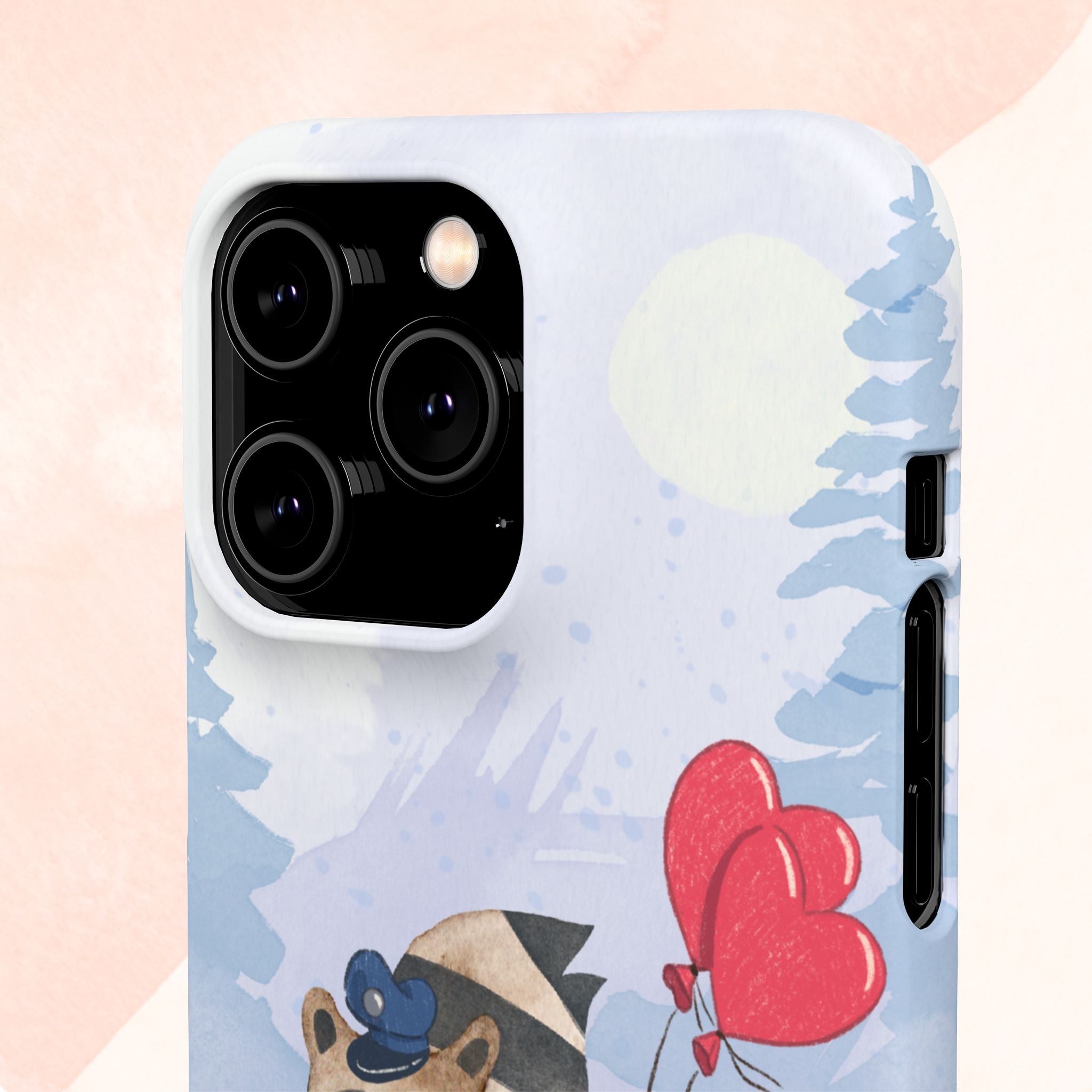 Whimsical Animal Snap Case with Love Balloons, Cute Phone Case, Valentine's Day Gift, Animal Lover Accessory, Creative Phone Cover