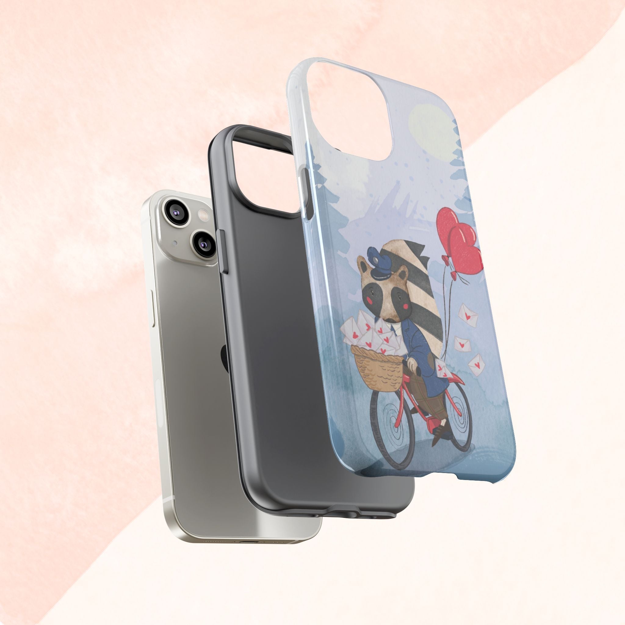 Cute Raccoon Phone Case, Tough Case for Animal Lovers, Valentine's Day Gift, Whimsical Phone Accessory, Gifts for Kids