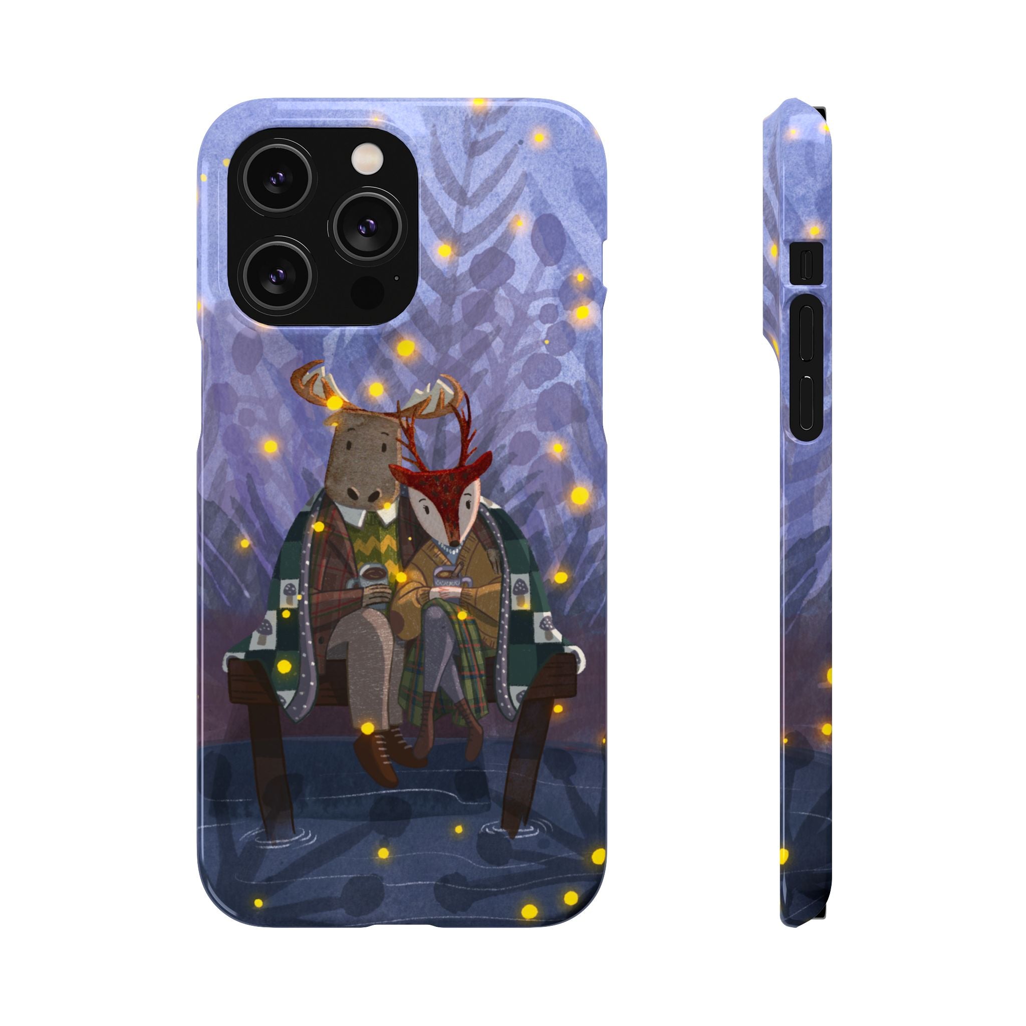 Whimsical Animal Lovers Snap Cases - Cozy Phone Protection, Gift for Nature Lovers, Holiday Decor, Cute Character Design, Animal Couple