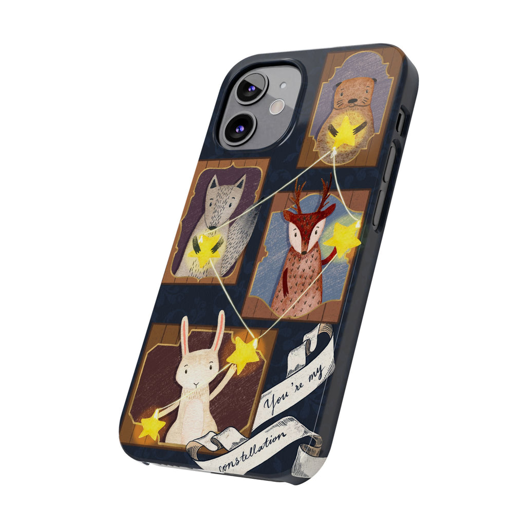 Constellation Friends Slim Case, Woodland Portrait iPhone Cover, Star Collector Design, Cute Kawaii Gift, Phone 8 9 X XR 11 12 13 14 15 16