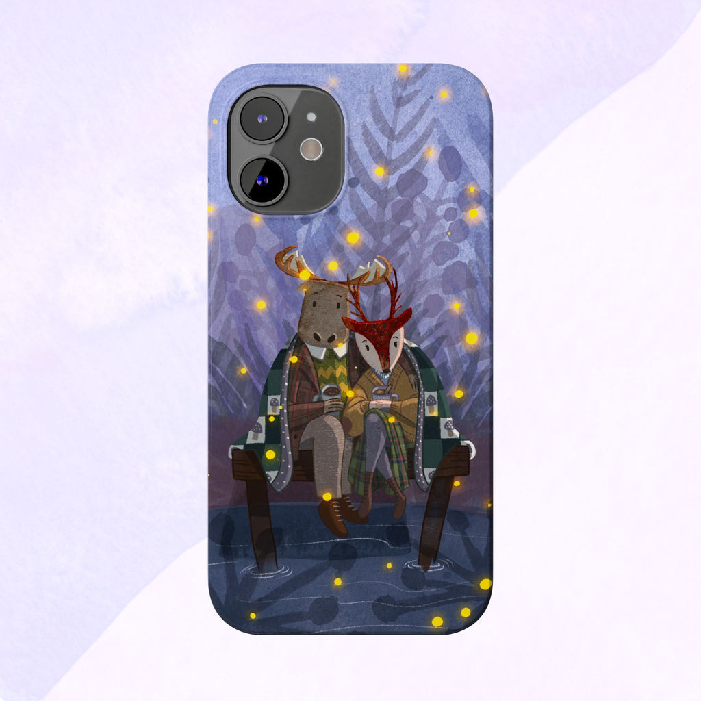 Whimsical Animal Love Slim Phone Cases, Cute Holiday Gifts, Cozy Home Decor, Nature Lover Accessories, Couples Gifts