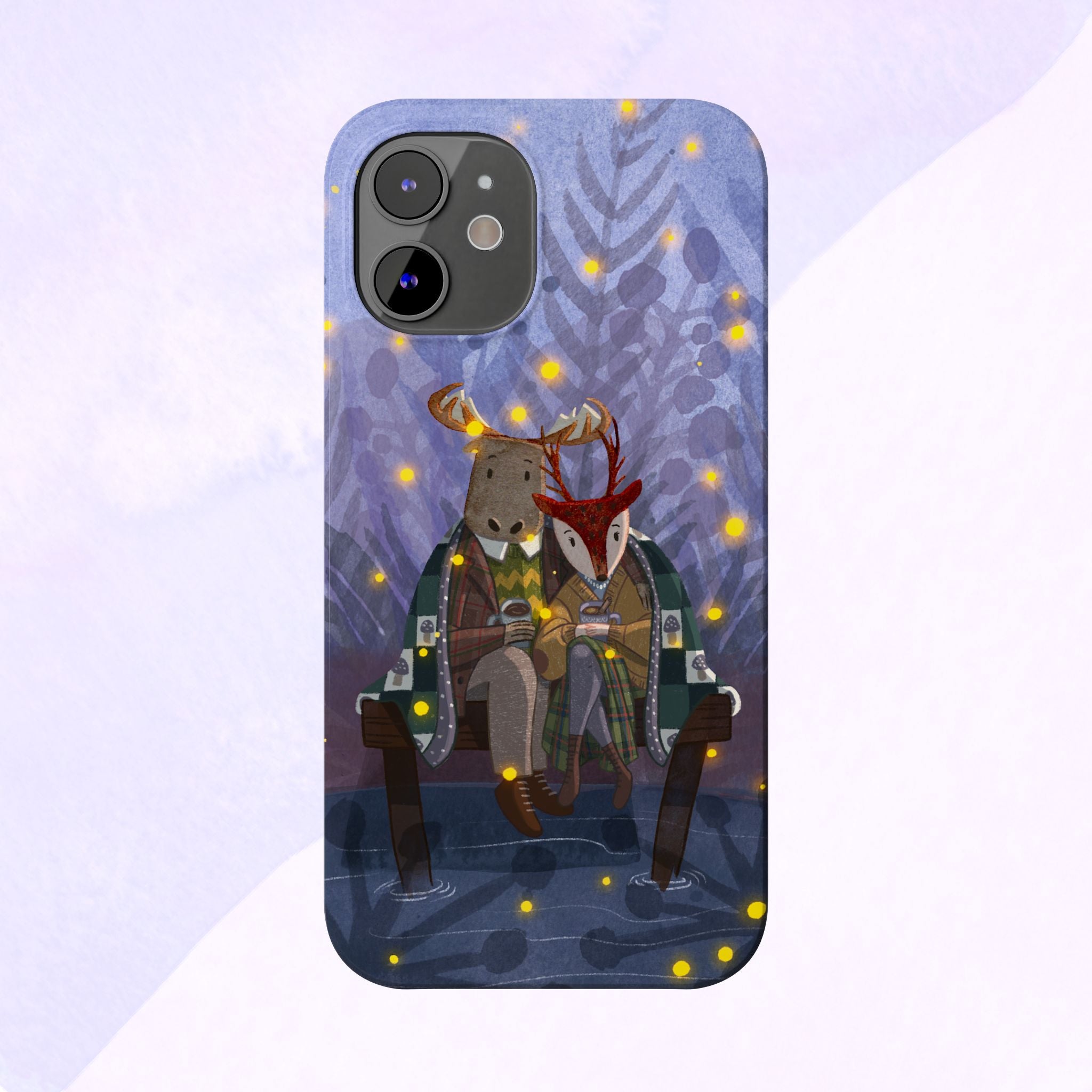 Whimsical Animal Love Slim Phone Cases, Cute Holiday Gifts, Cozy Home Decor, Nature Lover Accessories, Couples Gifts