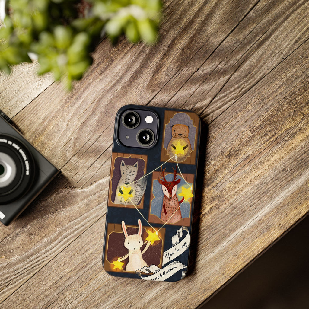 Constellation Friends Slim Case, Woodland Portrait iPhone Cover, Star Collector Design, Cute Kawaii Gift, Phone 8 9 X XR 11 12 13 14 15 16