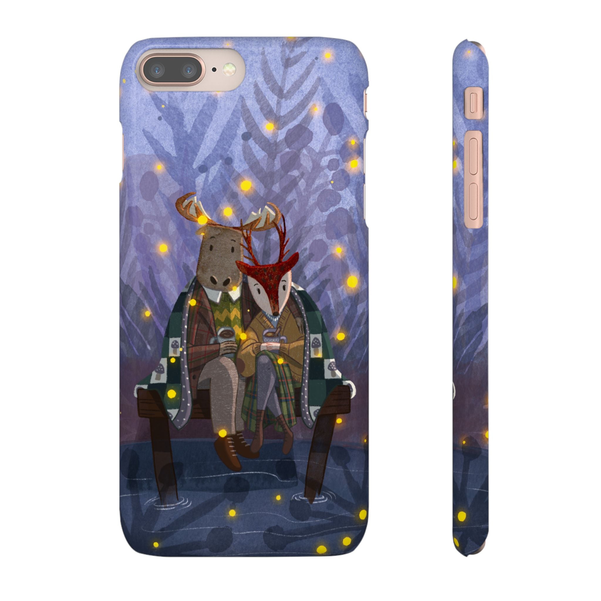 Whimsical Animal Lovers Snap Cases - Cozy Phone Protection, Gift for Nature Lovers, Holiday Decor, Cute Character Design, Animal Couple