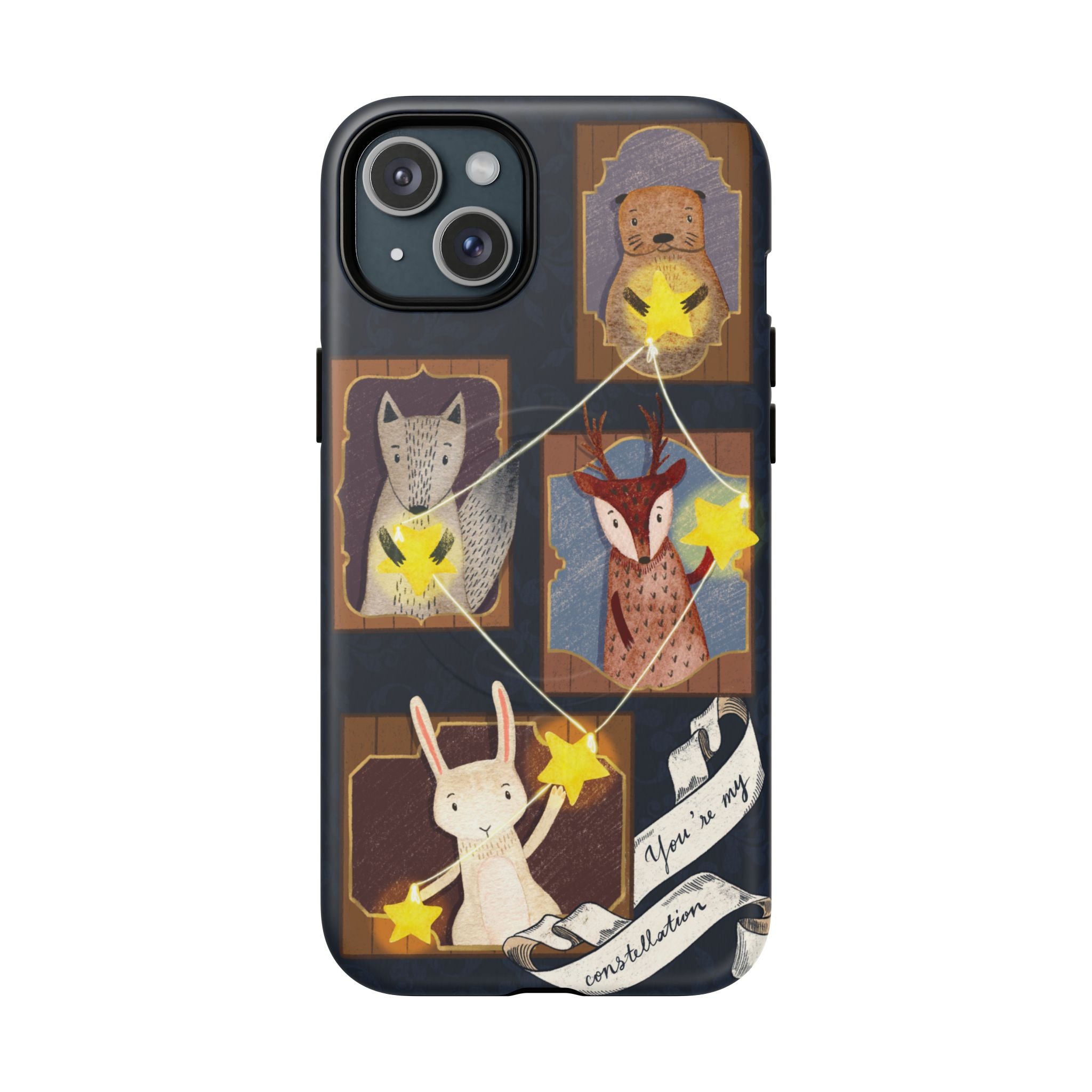 Celestial Animal Stars iPhone Case, Tough Magnetic Cover, Nature Theme, Unique Cute Animal Gifts, iPhone 14 15 16 pro max