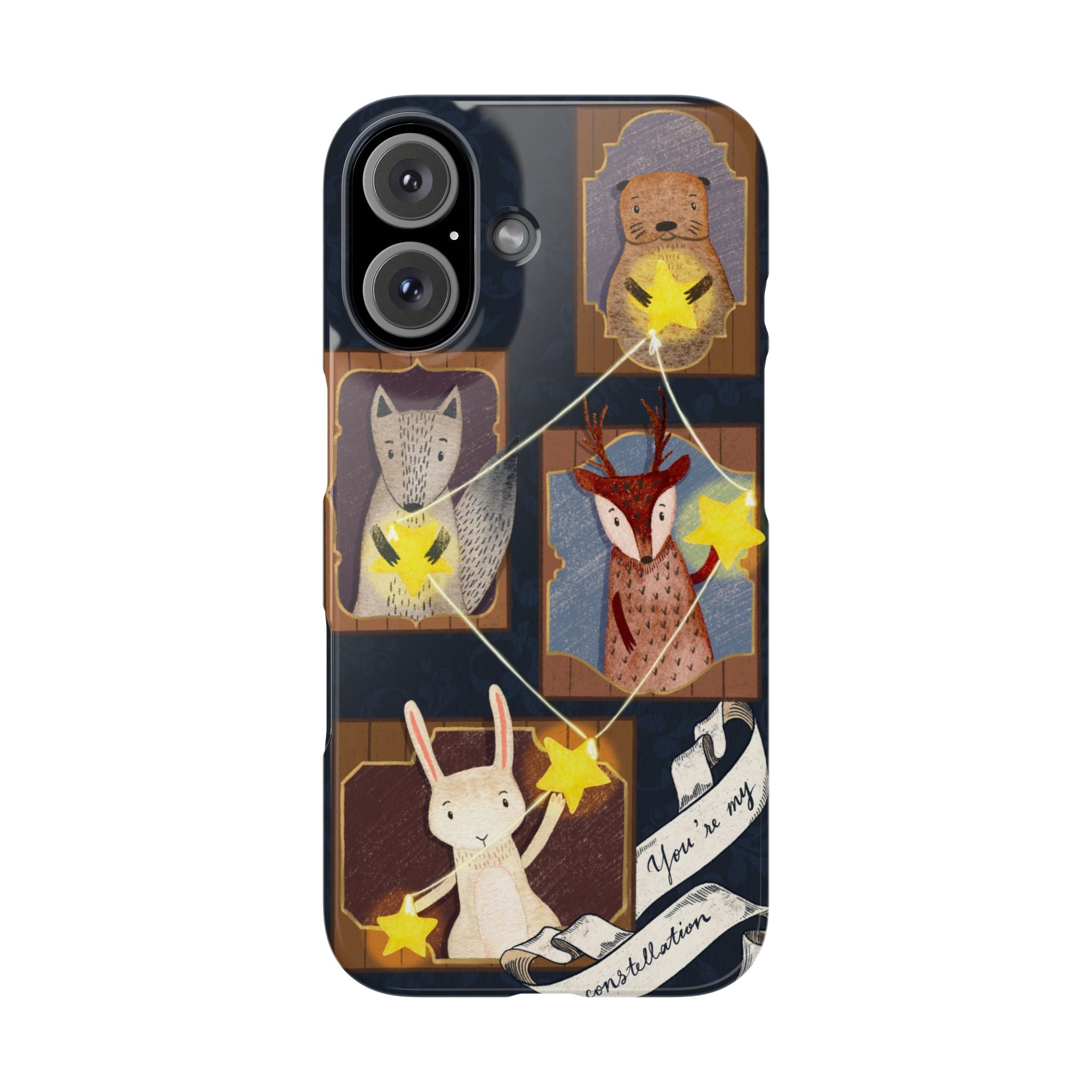 Constellation Friends Slim Case, Woodland Portrait iPhone Cover, Star Collector Design, Cute Kawaii Gift, Phone 8 9 X XR 11 12 13 14 15 16