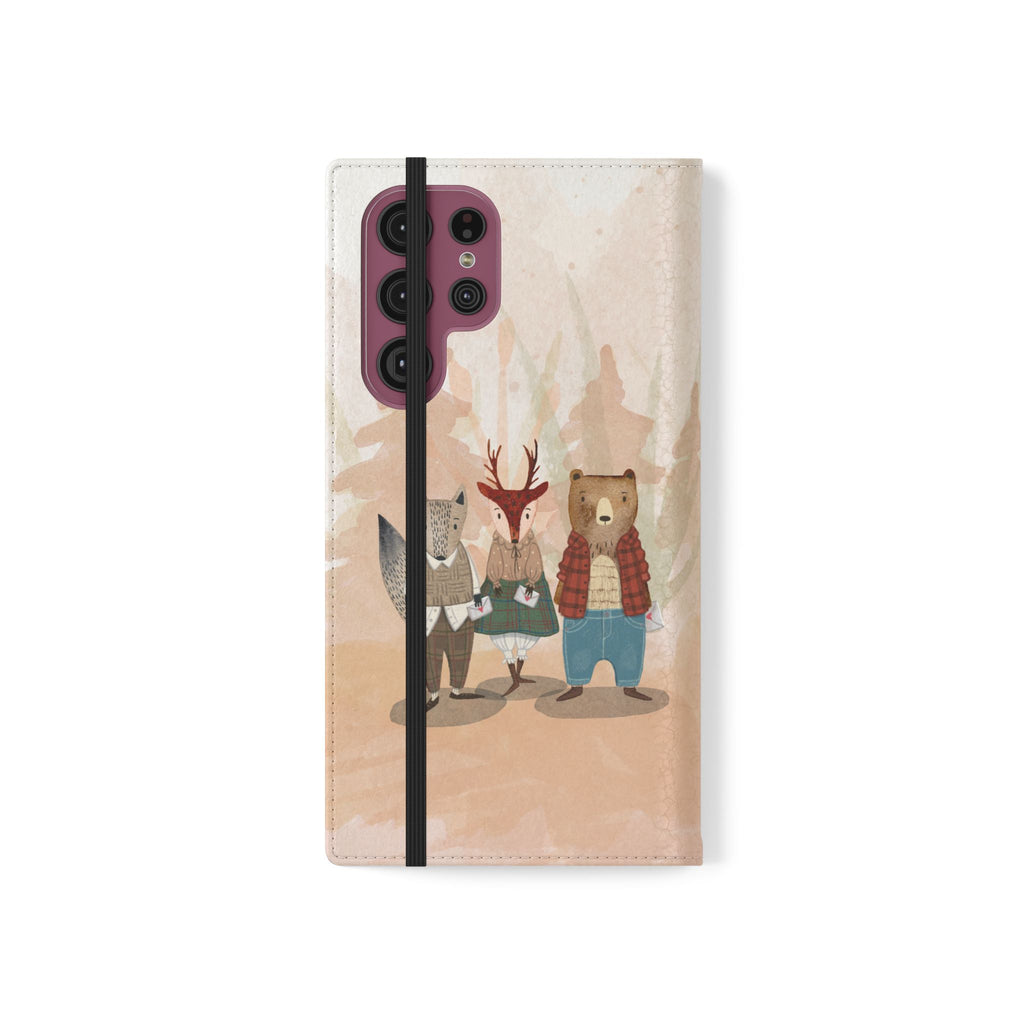 Whimsical Animal Flip Cases for Phones, Cute Woodland Creatures, Forest Friends Phone Cover, Animal Lover Gift, Phone Wallet