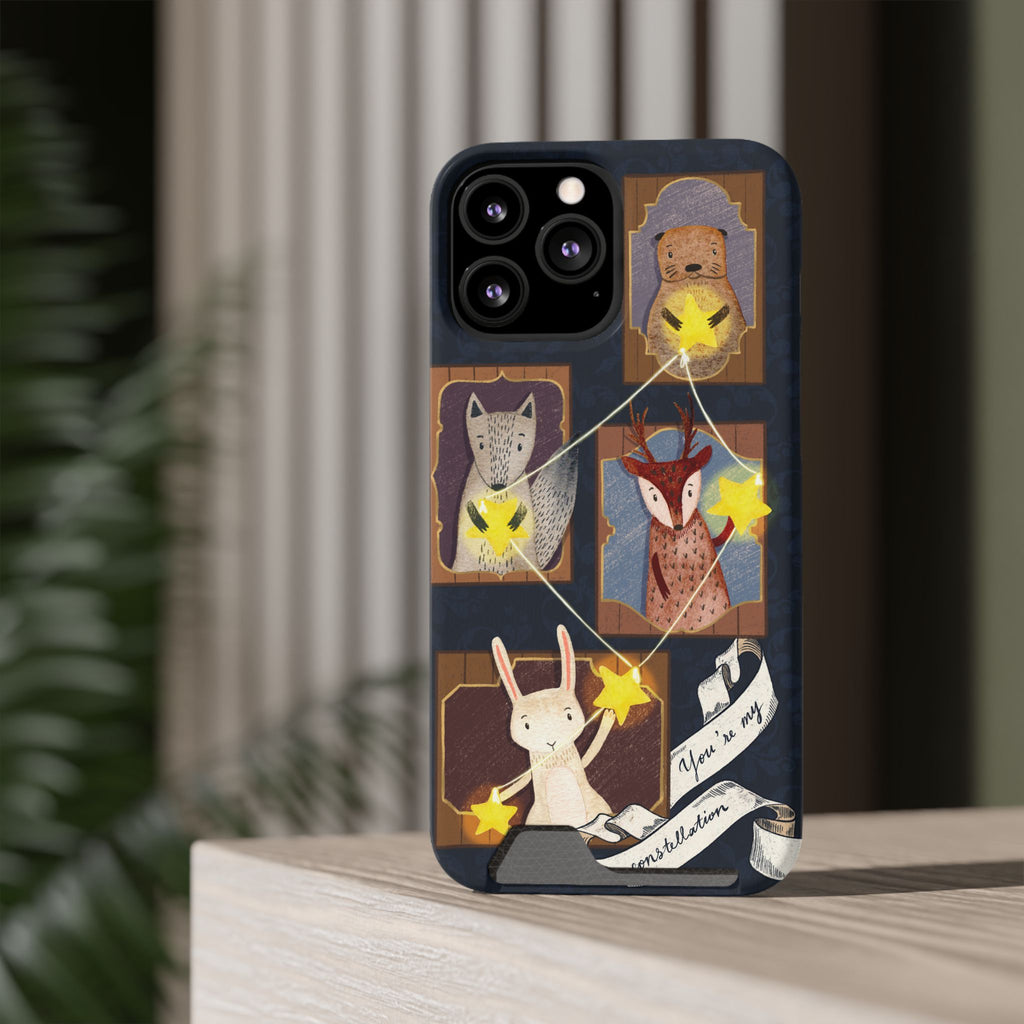 Whimsical Animal Phone Case with Card Holder, Cute Animal Design, Card Storage Case, Ideal for Animal Lovers, Gift for Kids, Birthday