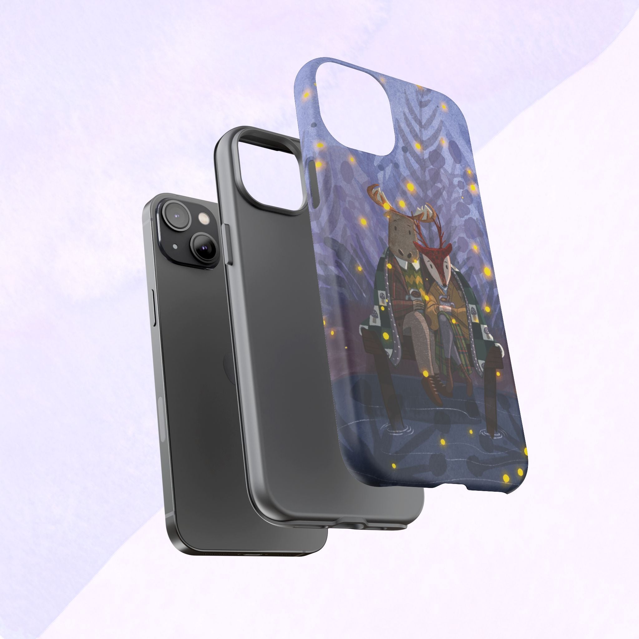 Cozy Couple Phone Case, Cute Animal Lovers Gift, Nature Aesthetic, Perfect for Holidays, Personalized Phone Accessories, Gift for Her