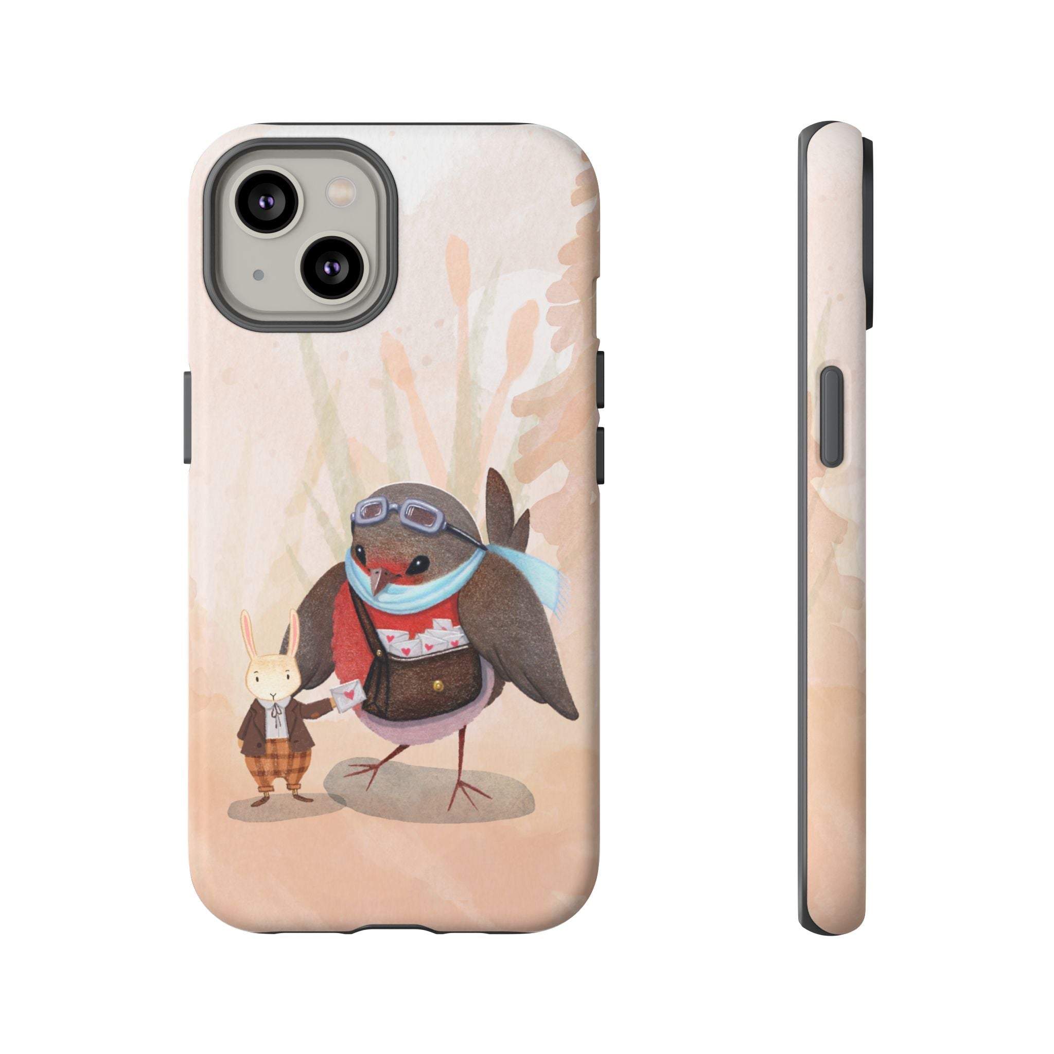 Whimsical Animal Phone Case, Cute Bird and Rabbit Design, Animal Lovers Gift, Nature-Themed Accessory, Eco-Friendly Tech Cover