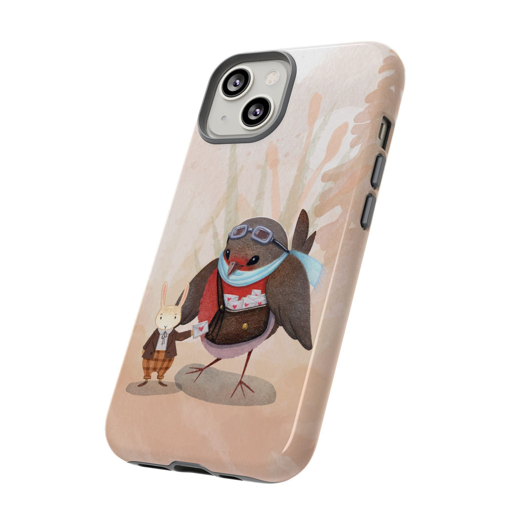 Whimsical Animal Phone Case, Cute Bird and Rabbit Design, Animal Lovers Gift, Nature-Themed Accessory, Eco-Friendly Tech Cover
