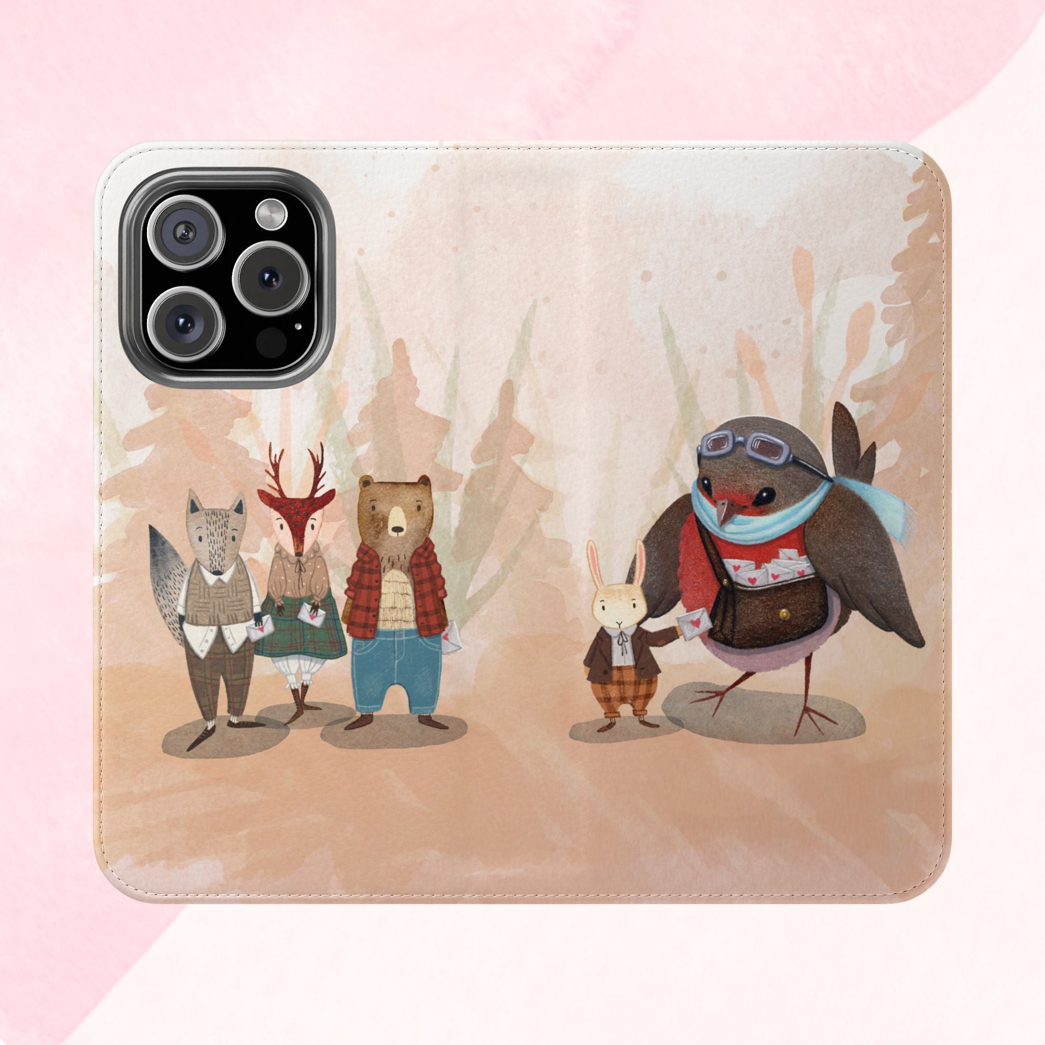 Whimsical Animal Flip Cases for Phones, Cute Woodland Creatures, Forest Friends Phone Cover, Animal Lover Gift, Phone Wallet