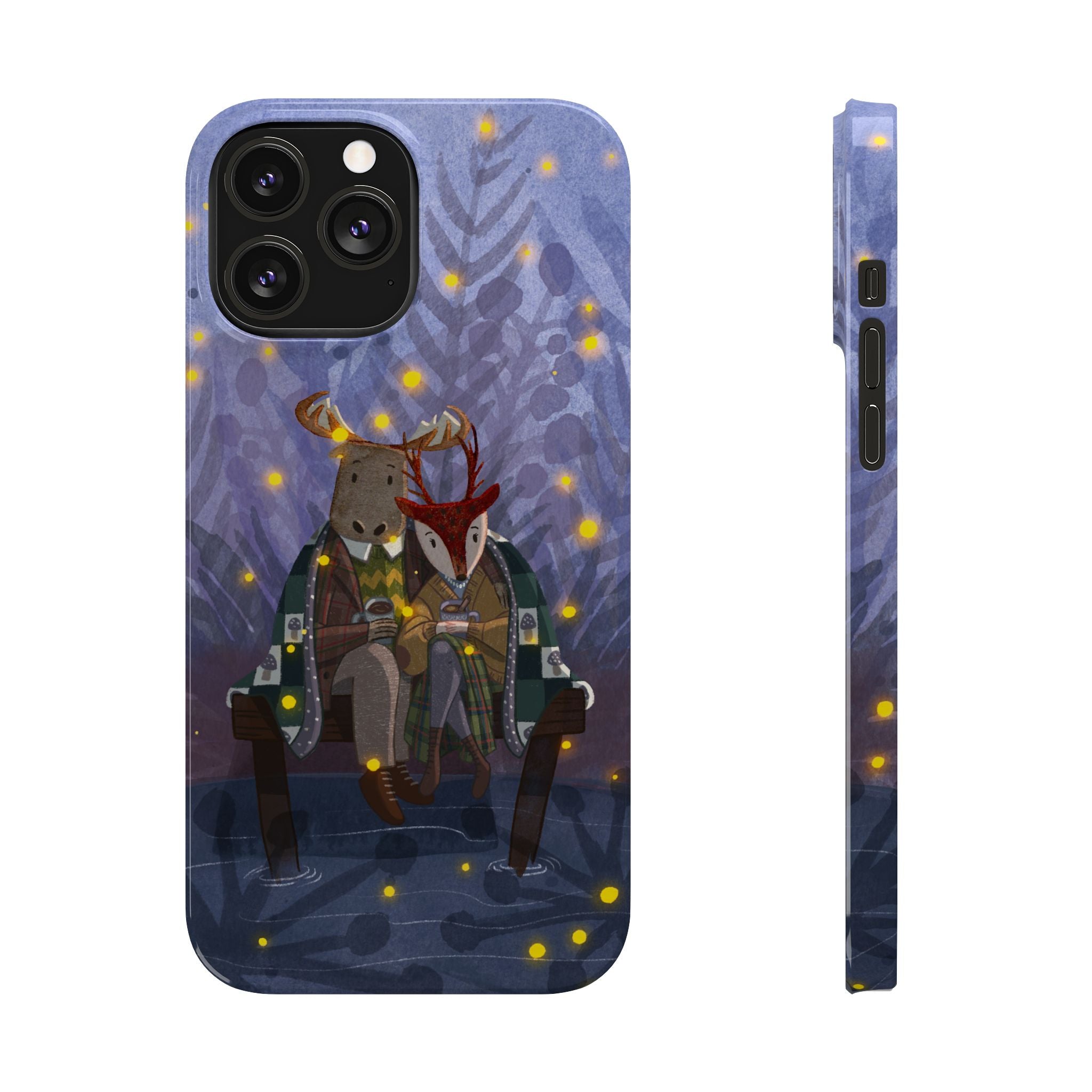 Whimsical Animal Love Slim Phone Cases, Cute Holiday Gifts, Cozy Home Decor, Nature Lover Accessories, Couples Gifts