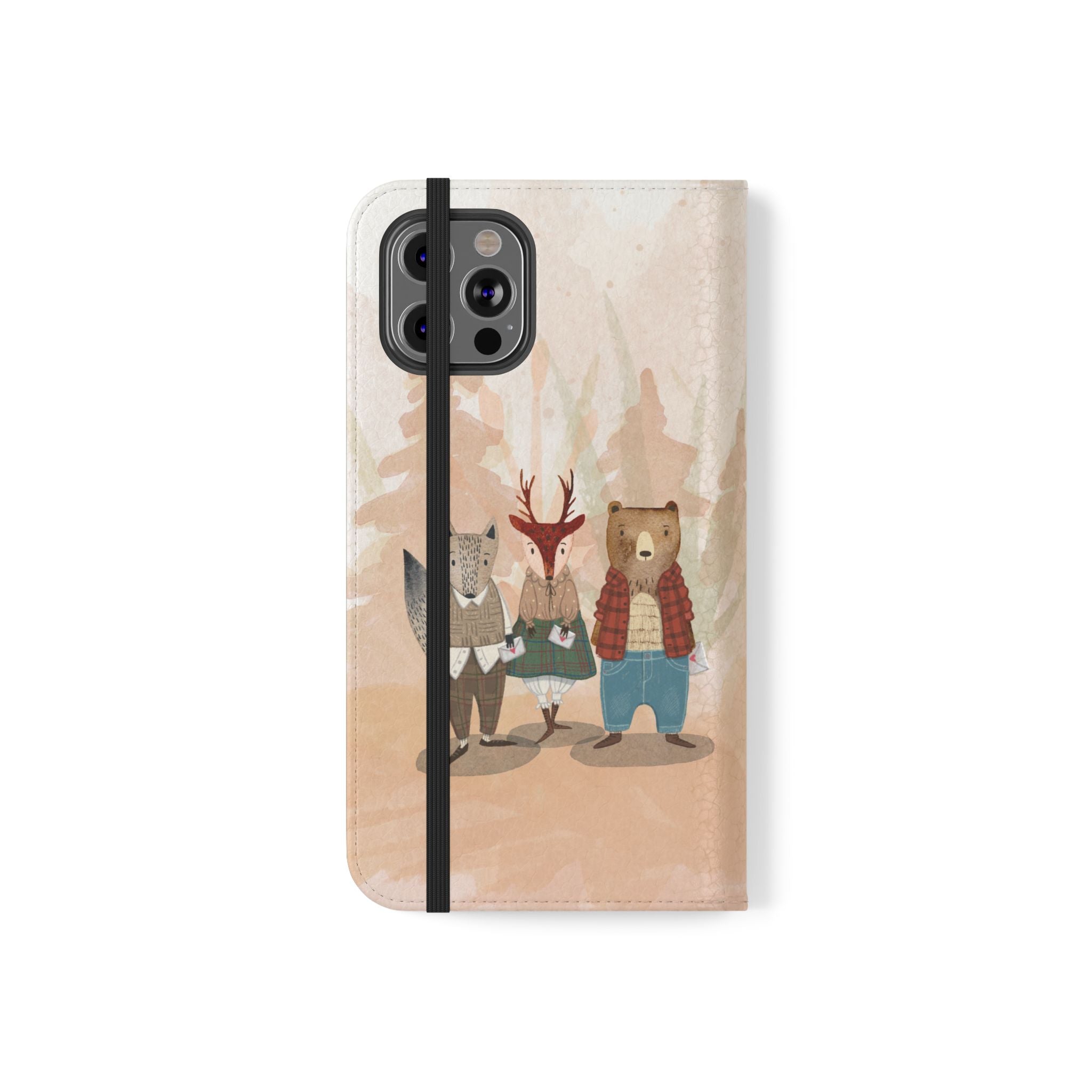 Whimsical Animal Flip Cases for Phones, Cute Woodland Creatures, Forest Friends Phone Cover, Animal Lover Gift, Phone Wallet