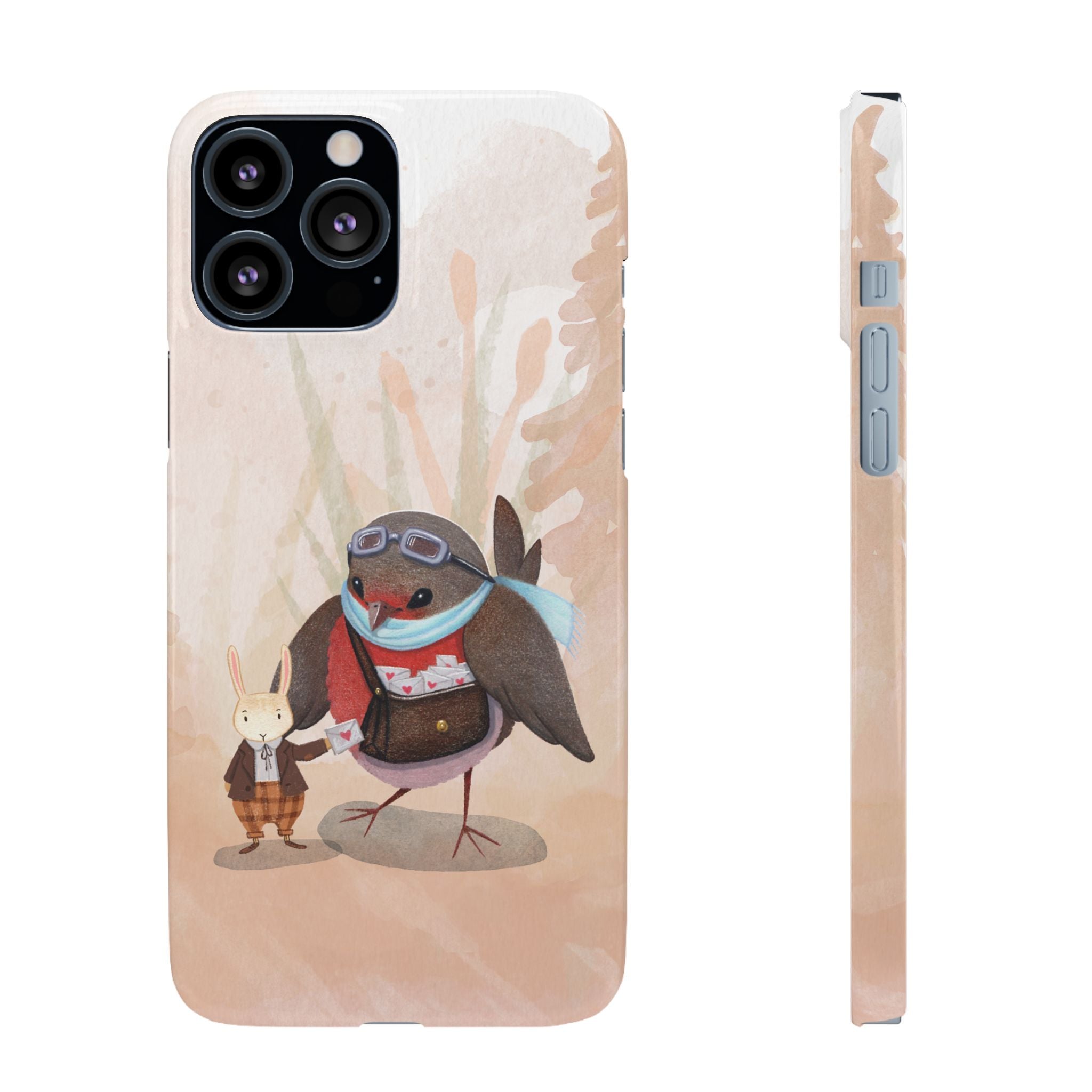 Whimsical Animal Snap Cases, Cute Phone Case, Handmade Bird and Bunny Design, Gift for Animal Lovers, Unique Smartphone Cover
