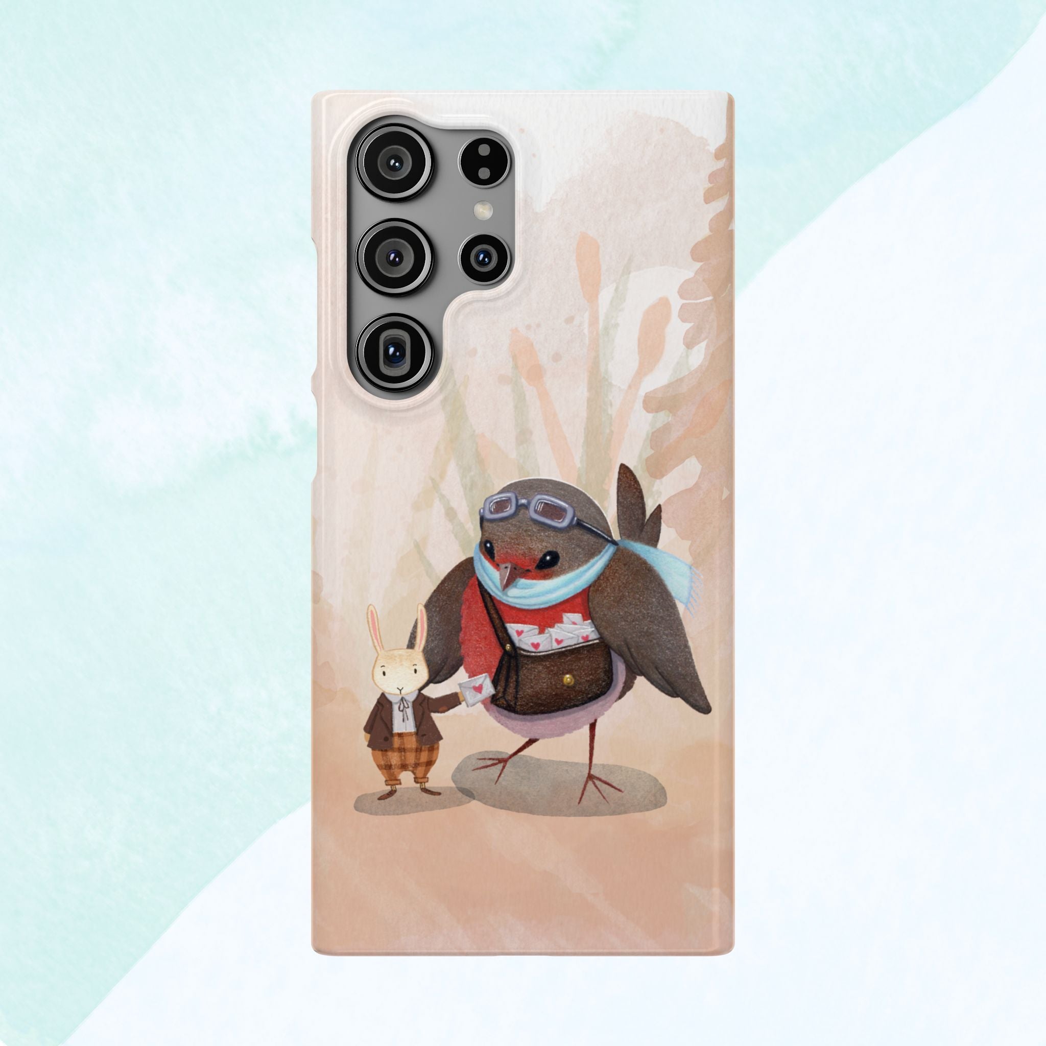 Whimsical Animal Snap Cases, Cute Phone Case, Handmade Bird and Bunny Design, Gift for Animal Lovers, Unique Smartphone Cover