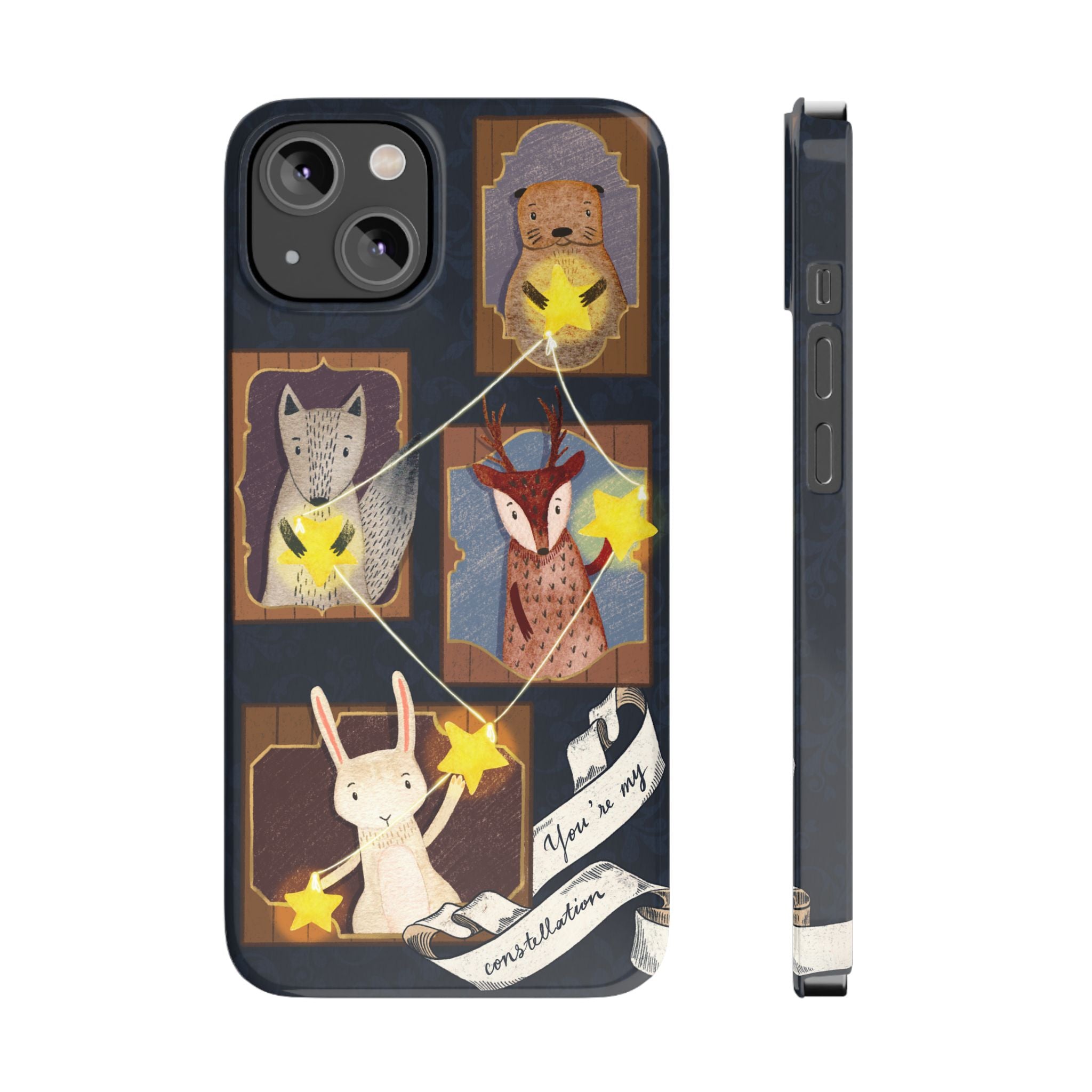 Constellation Friends Slim Case, Woodland Portrait iPhone Cover, Star Collector Design, Cute Kawaii Gift, Phone 8 9 X XR 11 12 13 14 15 16