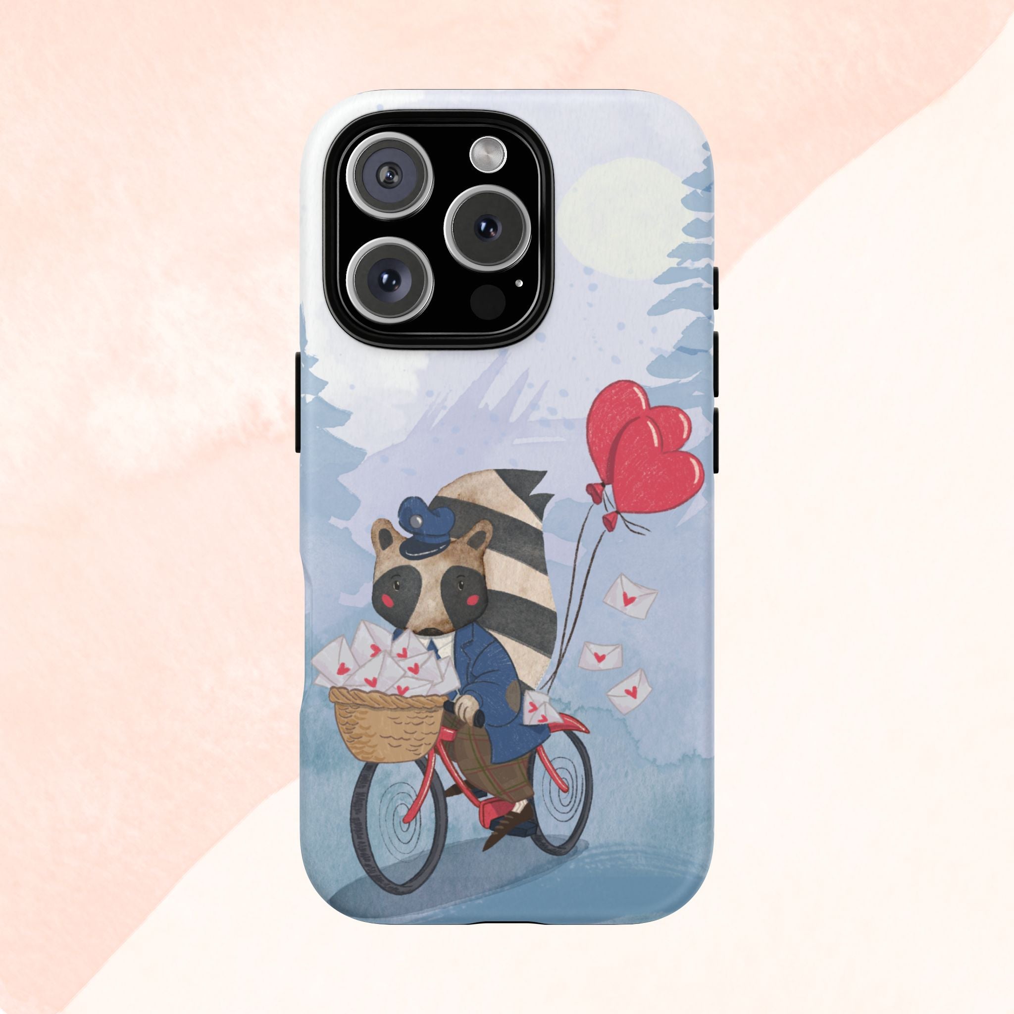 Cute Raccoon Phone Case, Tough Case for Animal Lovers, Valentine's Day Gift, Whimsical Phone Accessory, Gifts for Kids