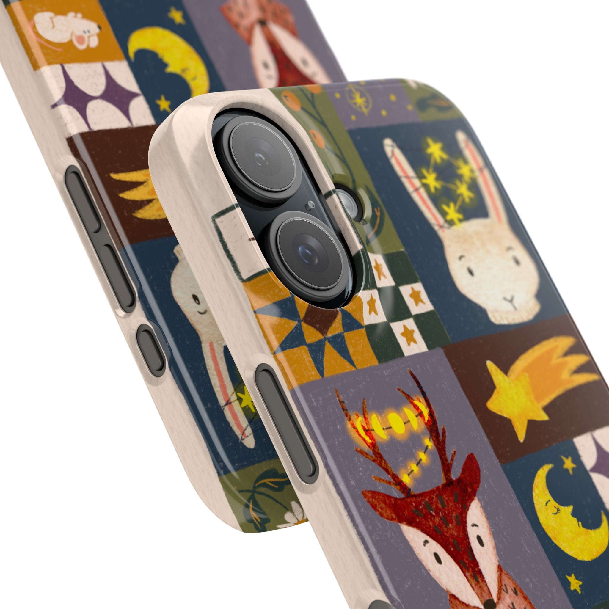 Holiday Night Sky Slim Case, Cute Forest Creatures iPhone Cover, Bunny Deer Moose, iPhone 7 8 X XR XS 11 12 13 14 15 16