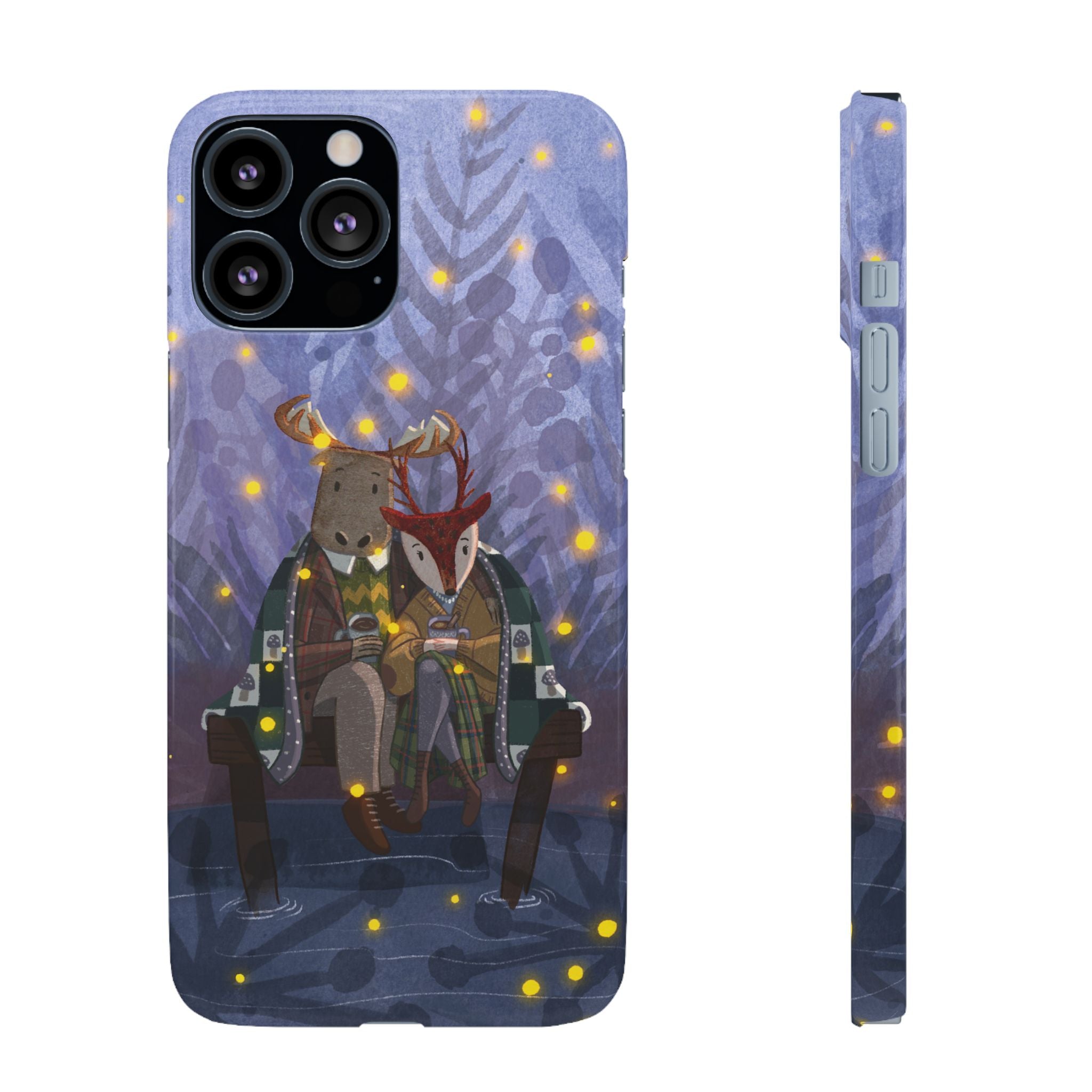 Whimsical Animal Lovers Snap Cases - Cozy Phone Protection, Gift for Nature Lovers, Holiday Decor, Cute Character Design, Animal Couple