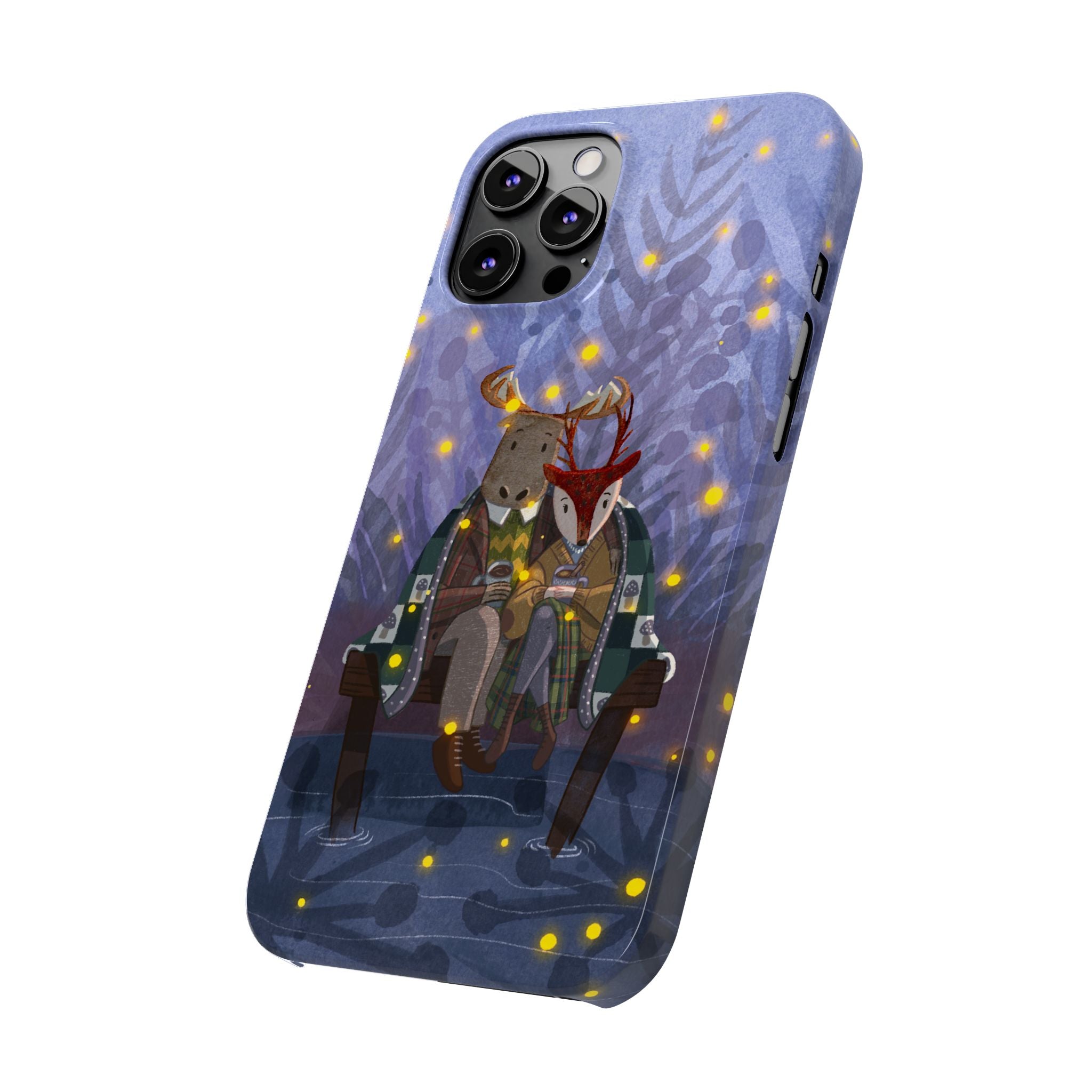 Whimsical Animal Love Slim Phone Cases, Cute Holiday Gifts, Cozy Home Decor, Nature Lover Accessories, Couples Gifts