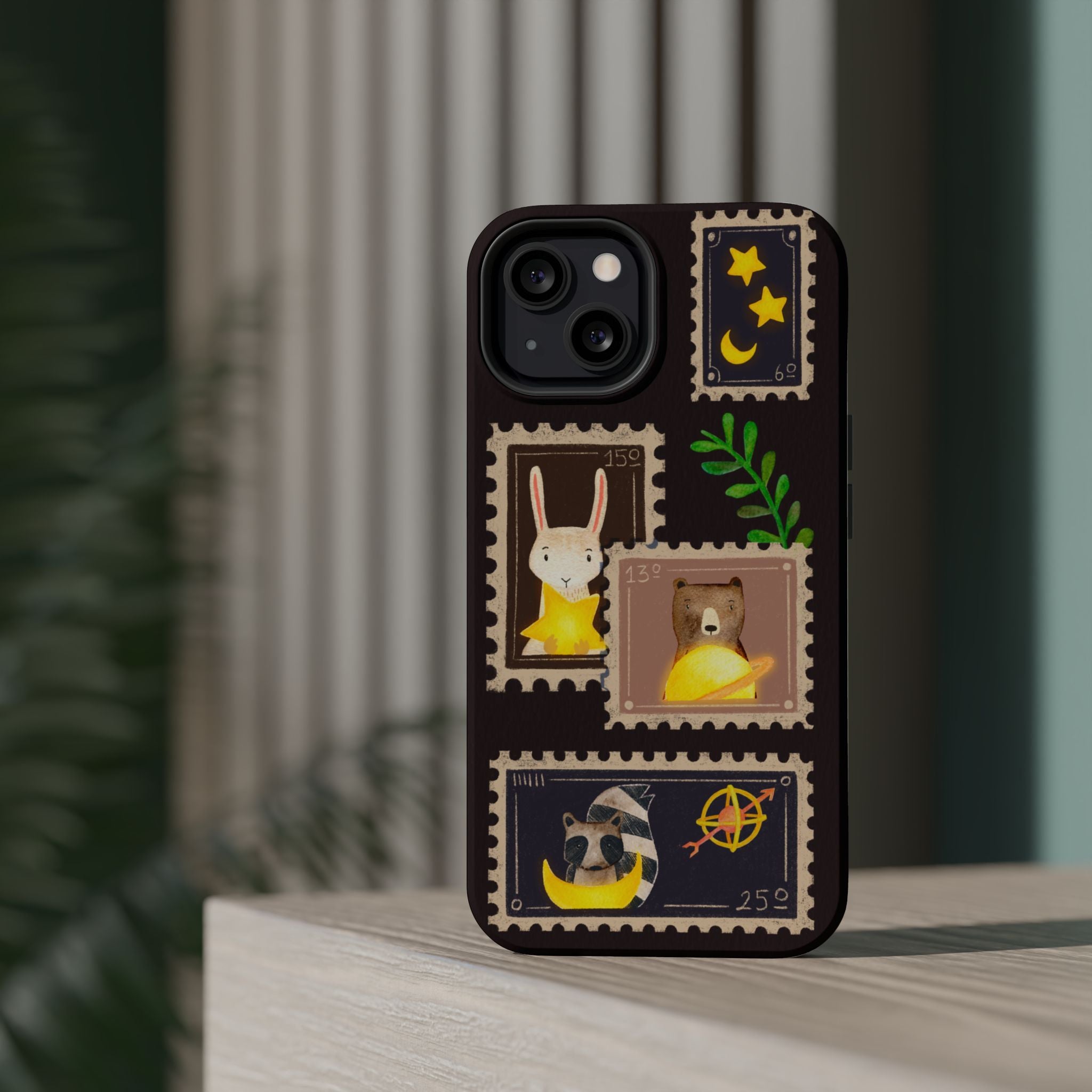 Cute Animal Stamp Phone Case, Quirky Gift for Animal Lovers, Personalized Case for Holidays, Unique Phone Accessory