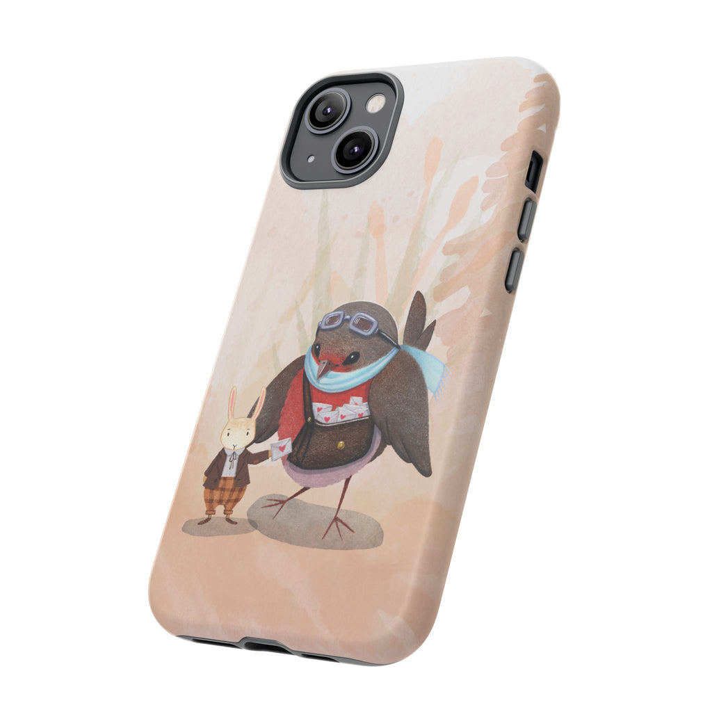 Whimsical Animal Phone Case, Cute Bird and Rabbit Design, Animal Lovers Gift, Nature-Themed Accessory, Eco-Friendly Tech Cover