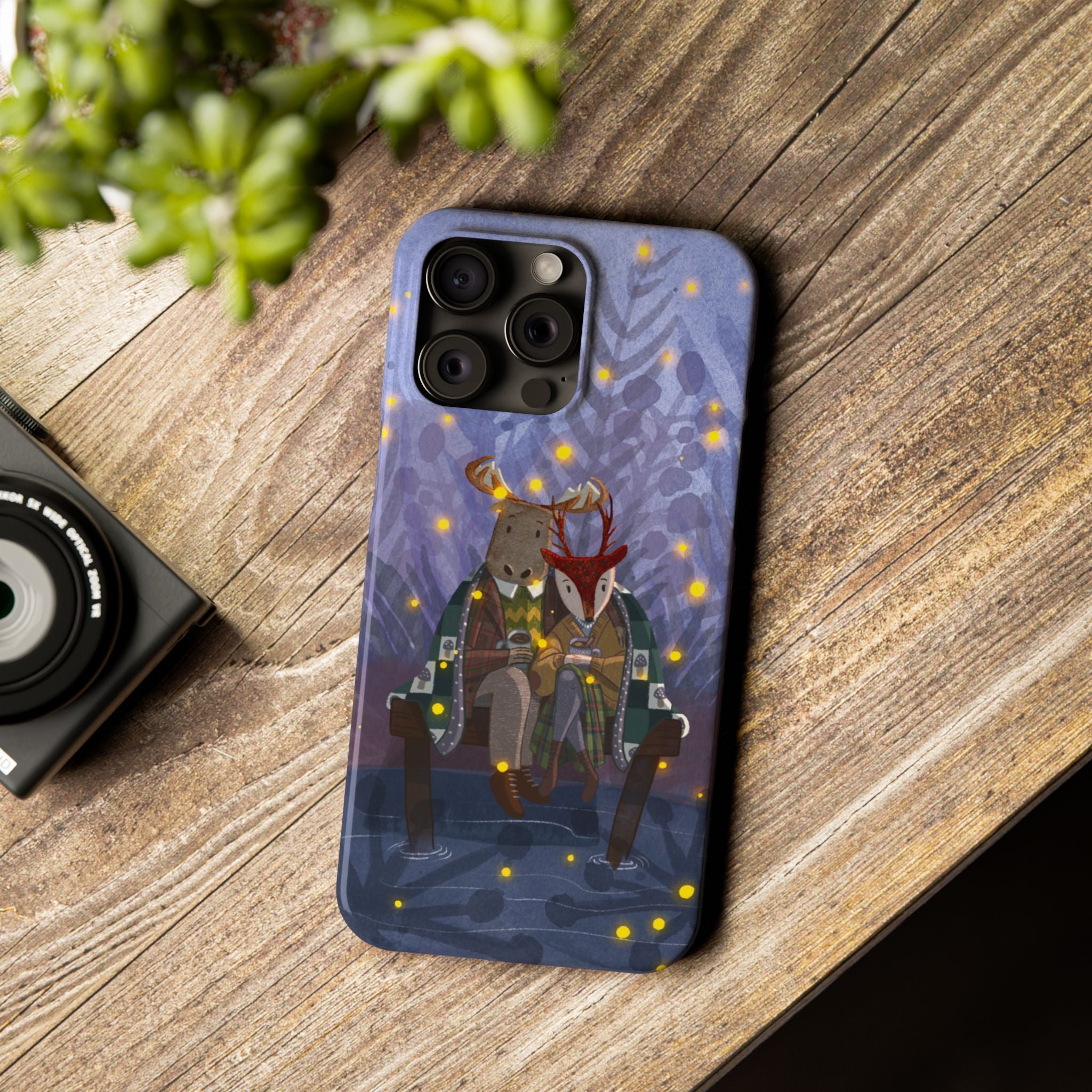 Whimsical Animal Love Slim Phone Cases, Cute Holiday Gifts, Cozy Home Decor, Nature Lover Accessories, Couples Gifts
