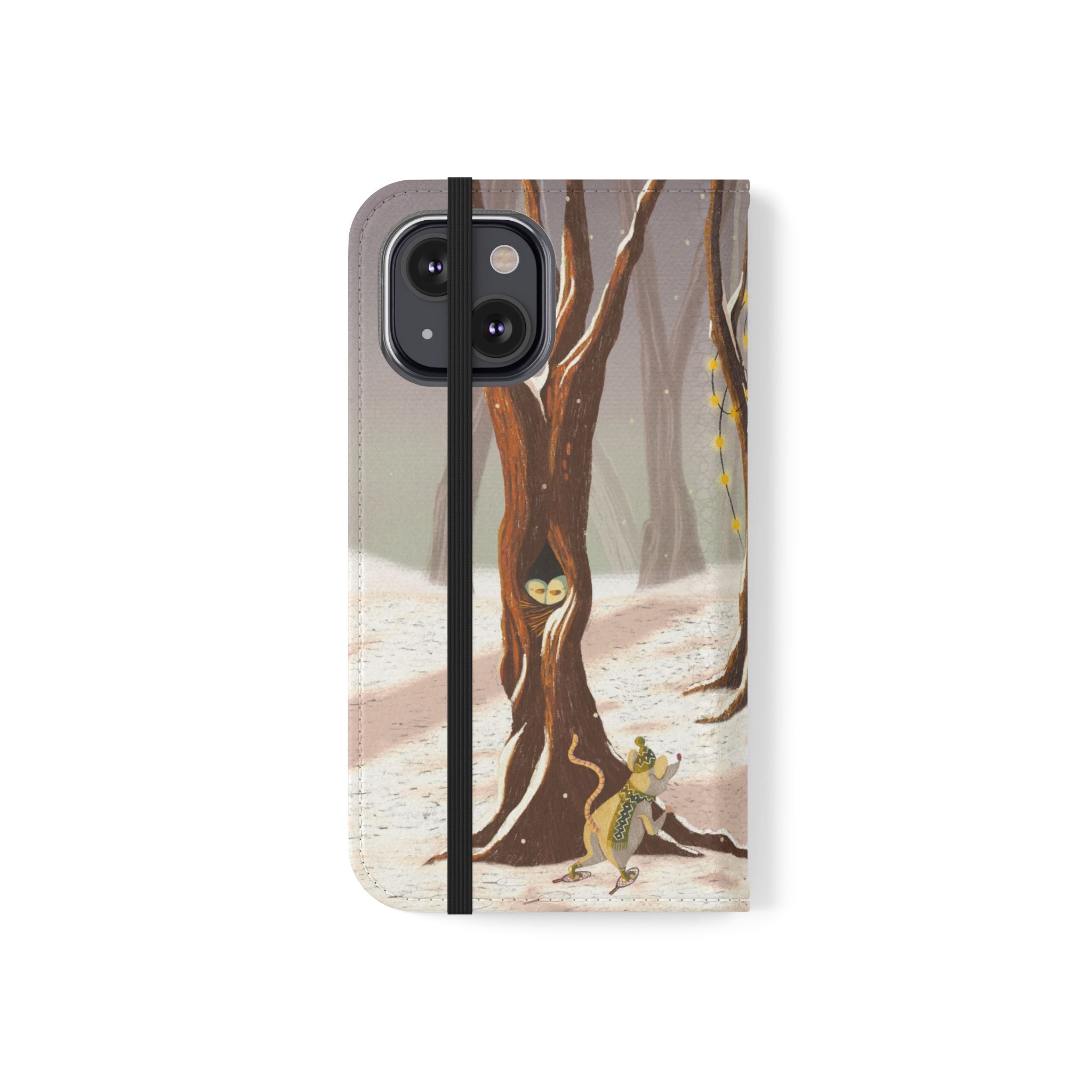 Winter Forest Tea Party Wallet Case, Woodland Animals Phone Flip Cover, Vegan Leather Case, iPhone 11 12 13 14 15 16, Galaxy Ultra S21 S22
