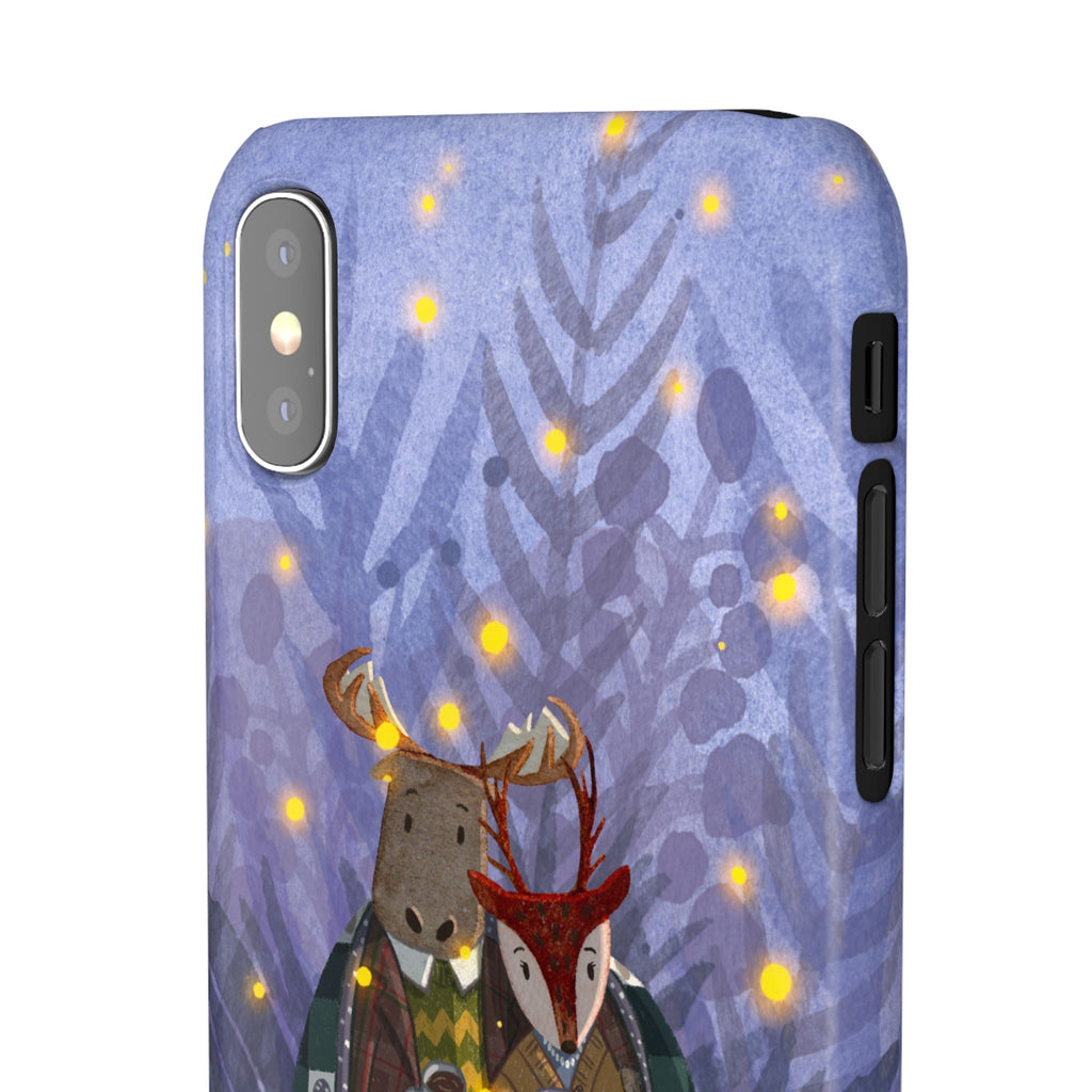 Whimsical Animal Lovers Snap Cases - Cozy Phone Protection, Gift for Nature Lovers, Holiday Decor, Cute Character Design, Animal Couple