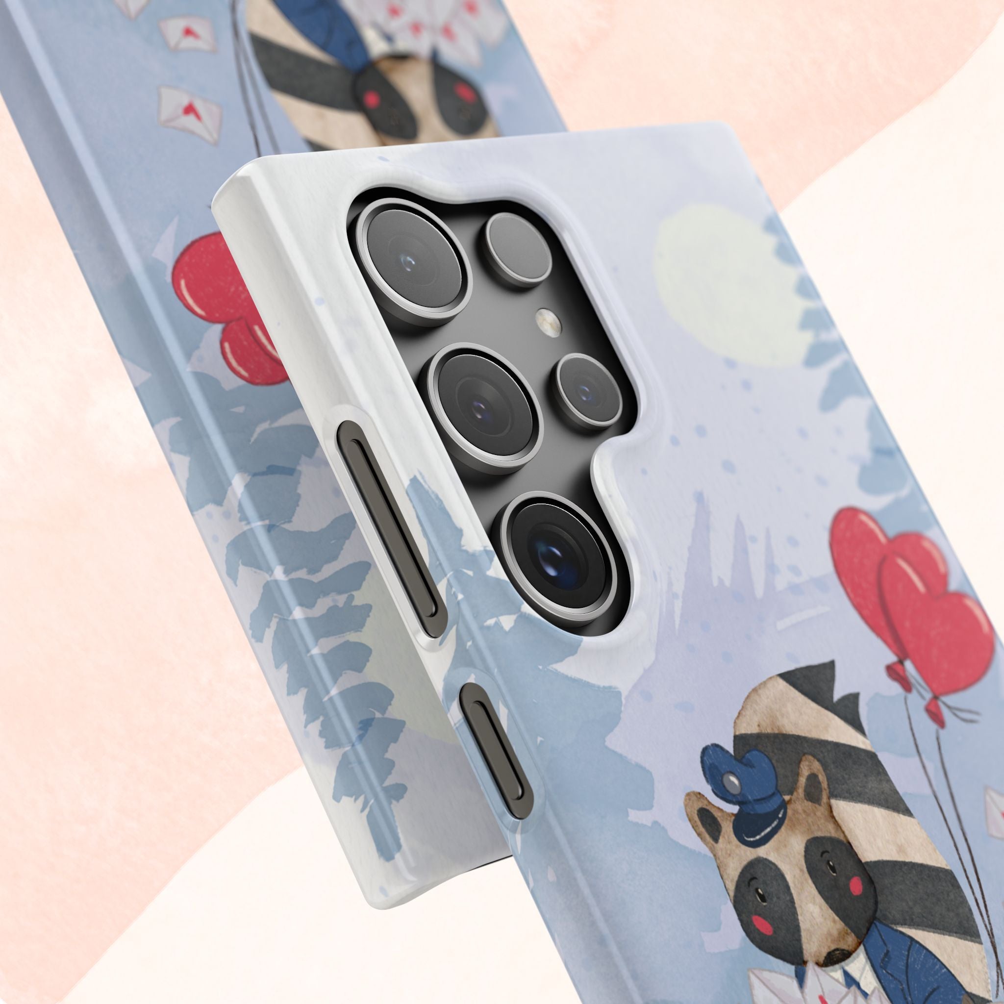 Whimsical Animal Snap Case with Love Balloons, Cute Phone Case, Valentine's Day Gift, Animal Lover Accessory, Creative Phone Cover