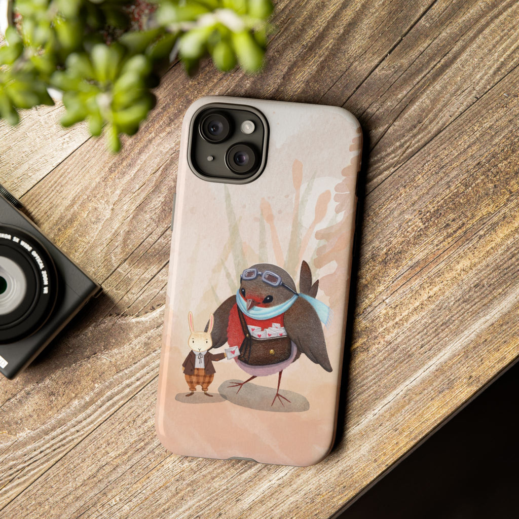 Whimsical Animal Phone Case, Cute Bird and Rabbit Design, Animal Lovers Gift, Nature-Themed Accessory, Eco-Friendly Tech Cover