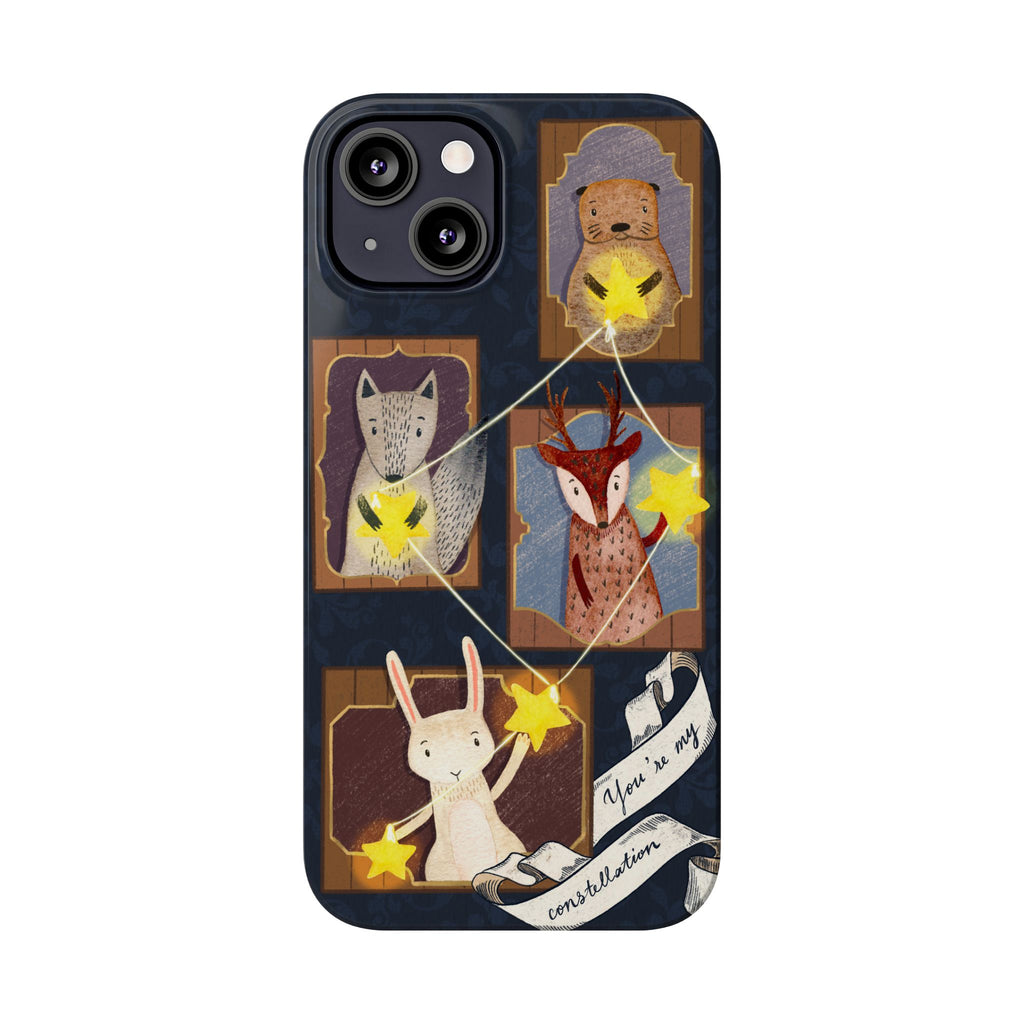 Constellation Friends Slim Case, Woodland Portrait iPhone Cover, Star Collector Design, Cute Kawaii Gift, Phone 8 9 X XR 11 12 13 14 15 16