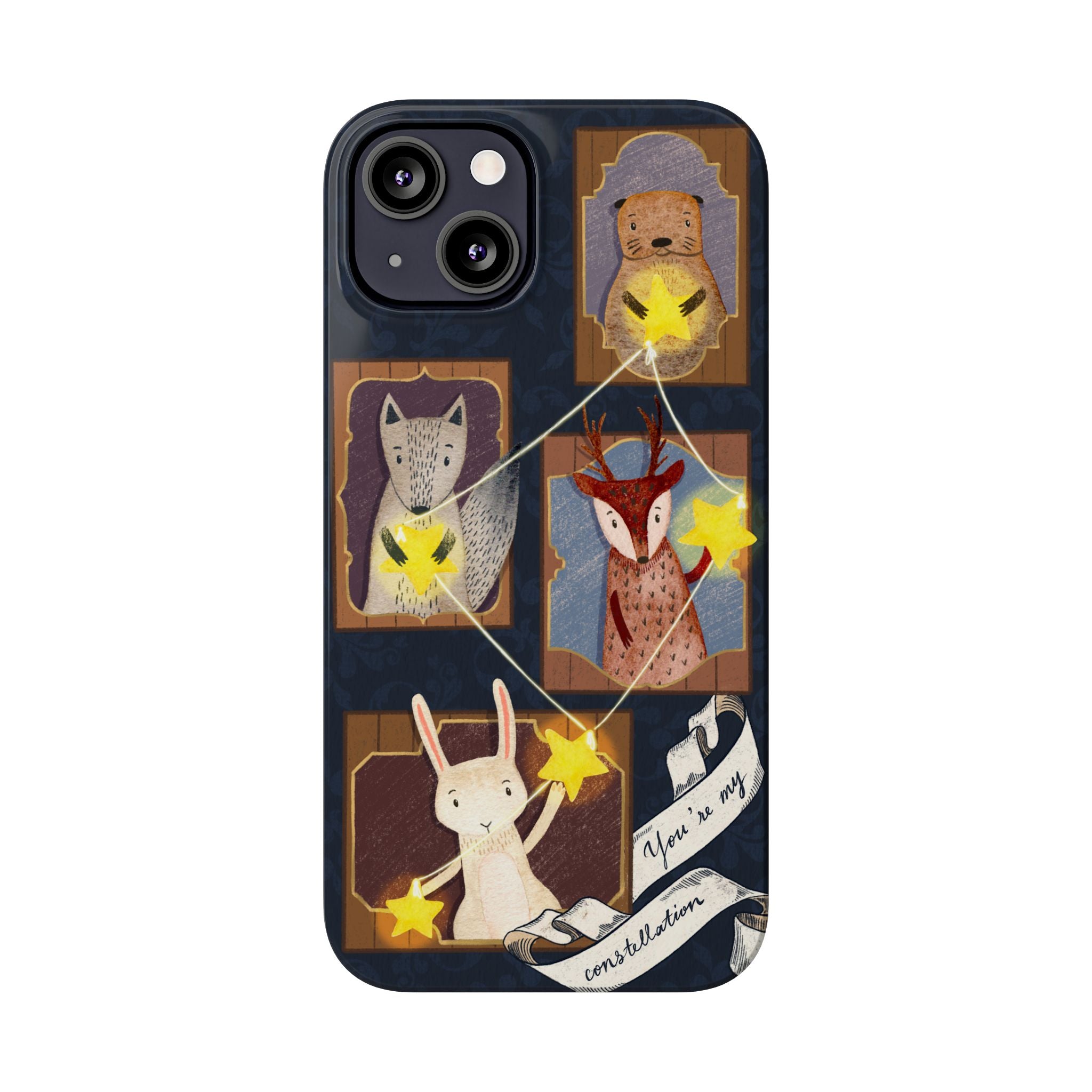 Constellation Friends Slim Case, Woodland Portrait iPhone Cover, Star Collector Design, Cute Kawaii Gift, Phone 8 9 X XR 11 12 13 14 15 16