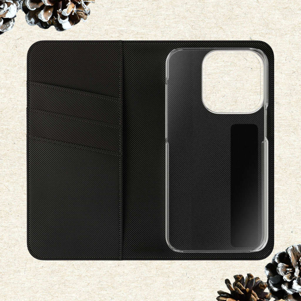 Winter Forest Friends Wallet Case, Woodland Flip Cover, Vegan Leather, Snowy Scene, Cozy Holiday, iPhone 11 12 13 14 15 16, Galaxy S21 S22