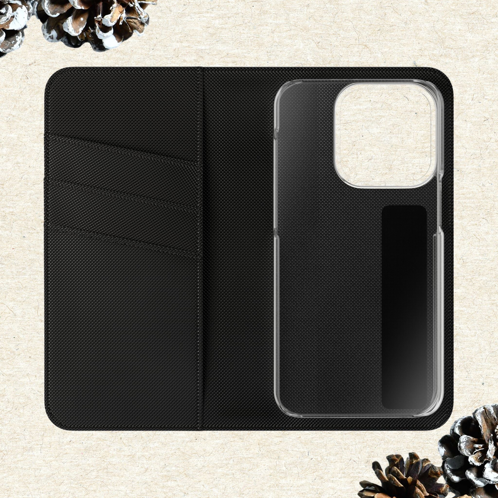 Winter Forest Friends Wallet Case, Woodland Flip Cover, Vegan Leather, Snowy Scene, Cozy Holiday, iPhone 11 12 13 14 15 16, Galaxy S21 S22