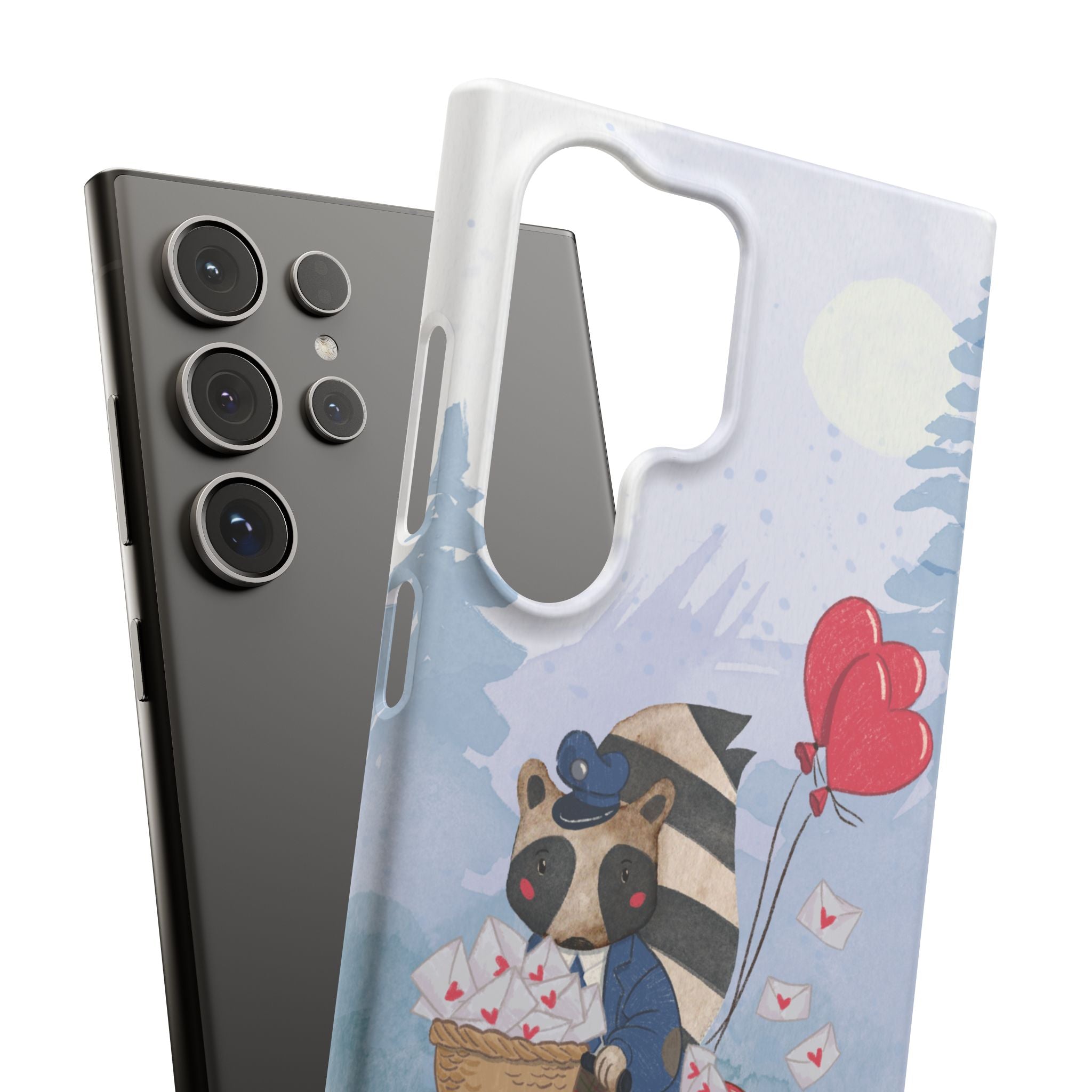 Whimsical Animal Snap Case with Love Balloons, Cute Phone Case, Valentine's Day Gift, Animal Lover Accessory, Creative Phone Cover