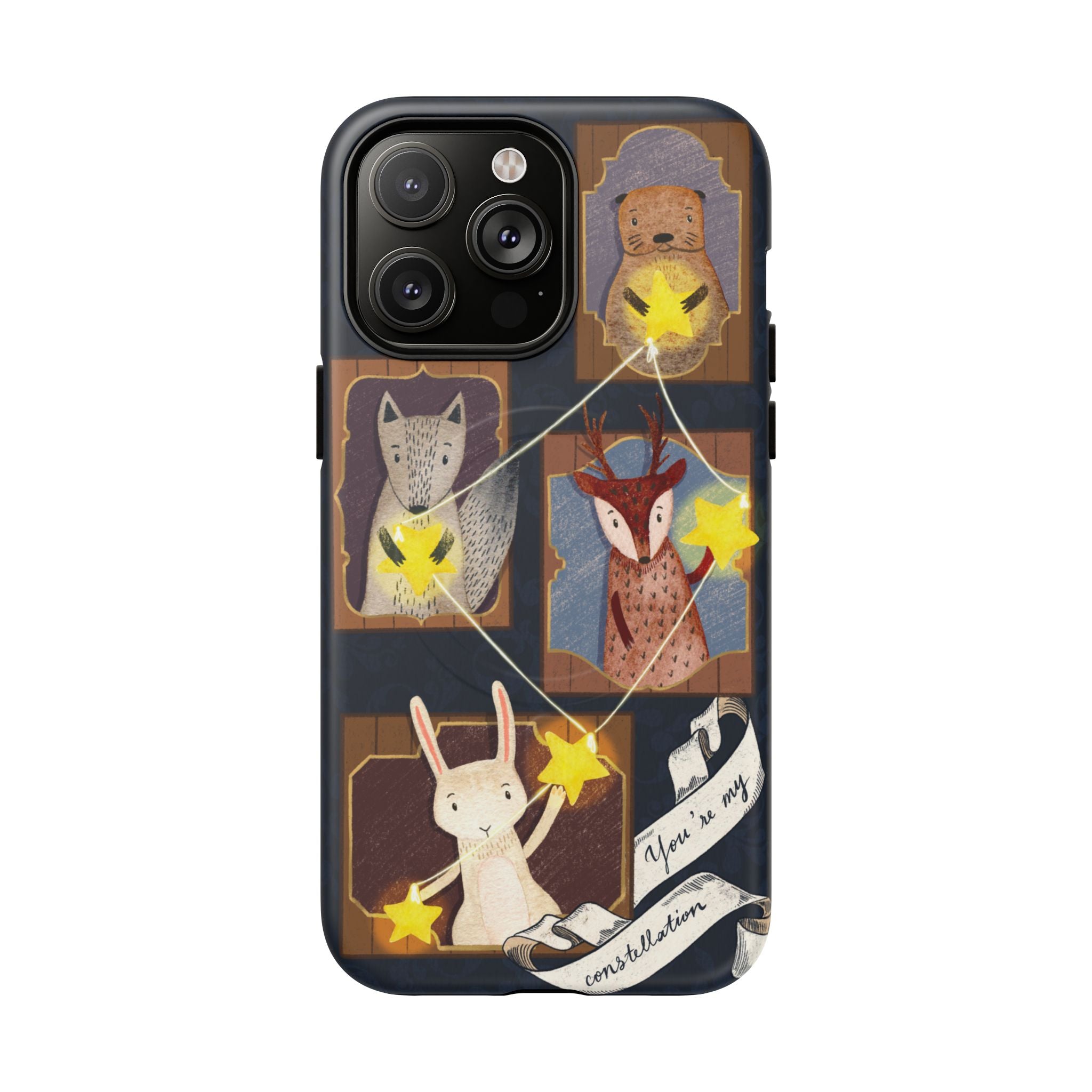 Celestial Animal Stars iPhone Case, Tough Magnetic Cover, Nature Theme, Unique Cute Animal Gifts, iPhone 14 15 16 pro max