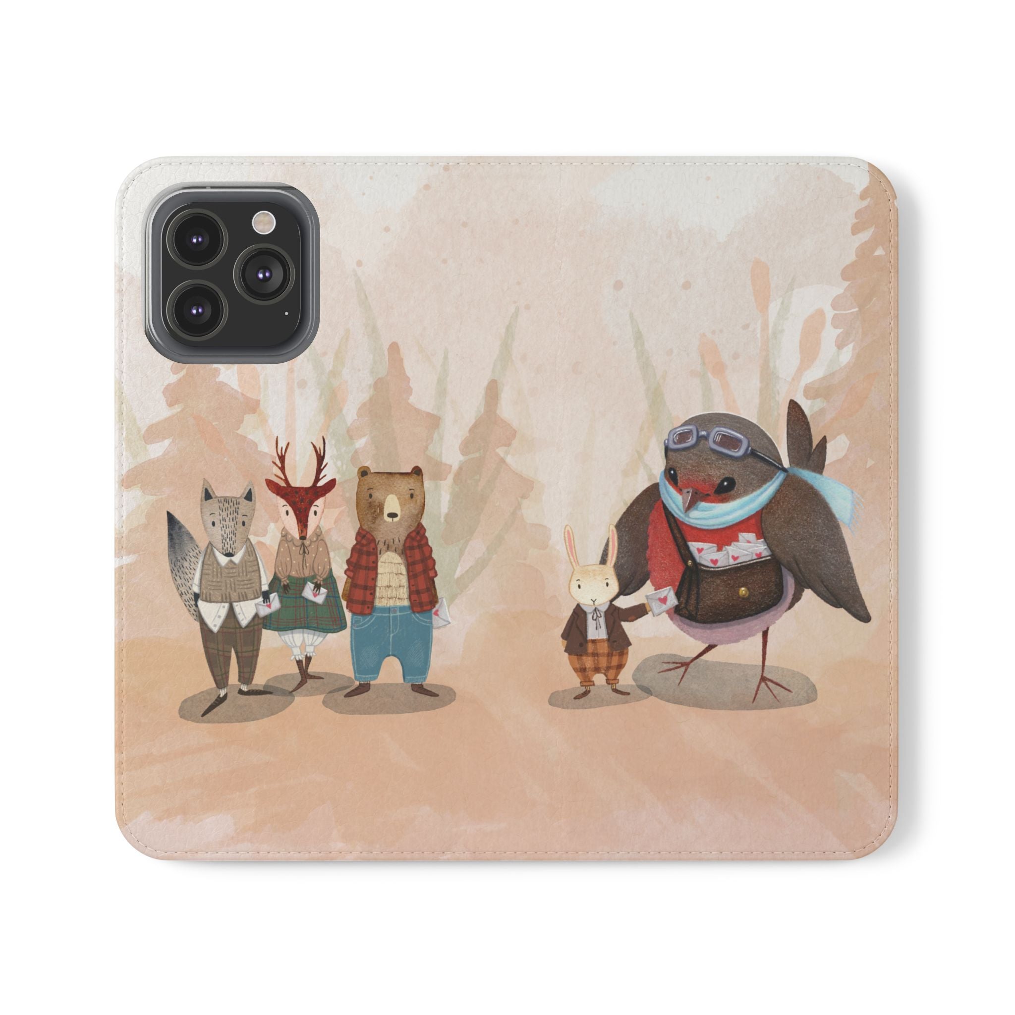 Whimsical Animal Flip Cases for Phones, Cute Woodland Creatures, Forest Friends Phone Cover, Animal Lover Gift, Phone Wallet