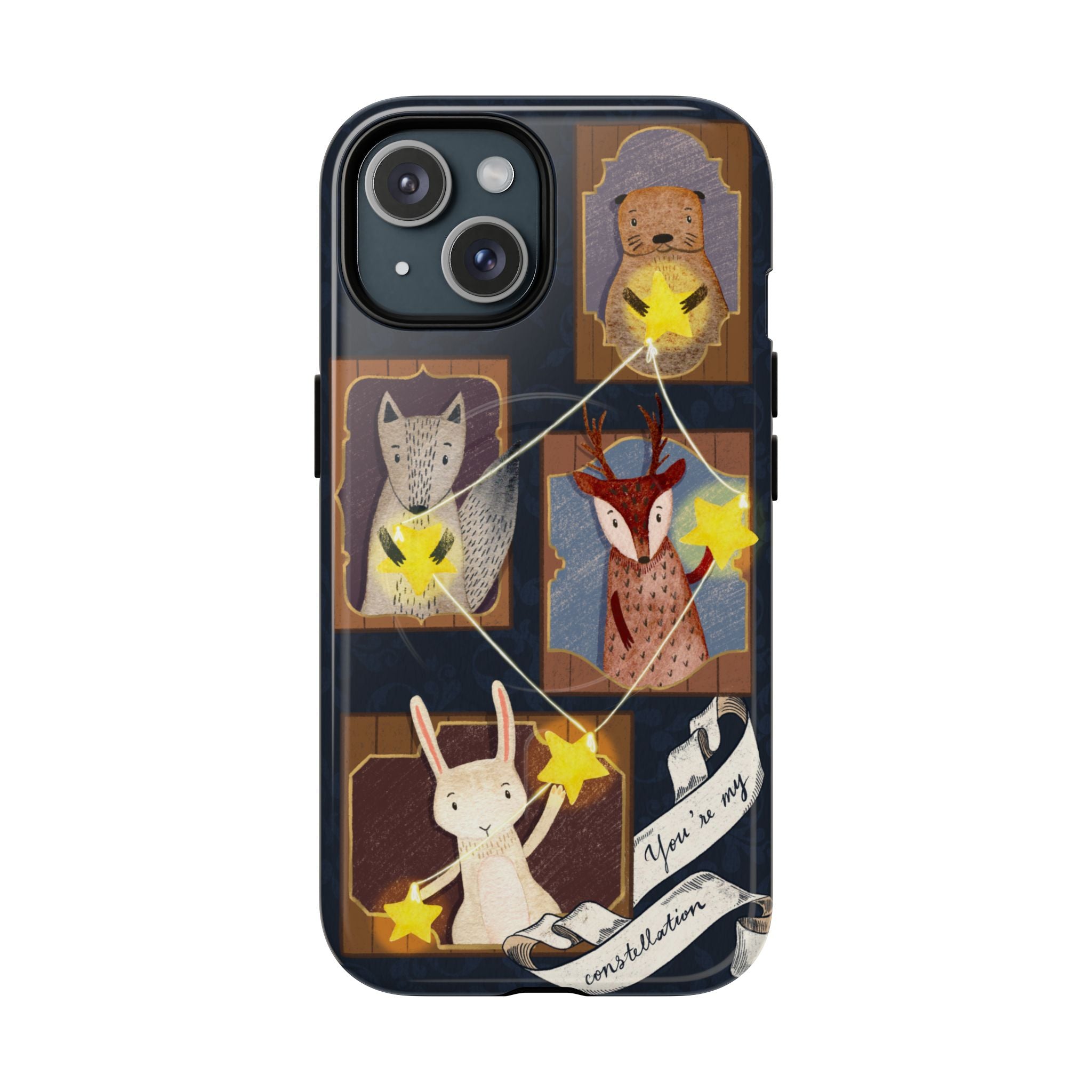 Celestial Animal Stars iPhone Case, Tough Magnetic Cover, Nature Theme, Unique Cute Animal Gifts, iPhone 14 15 16 pro max