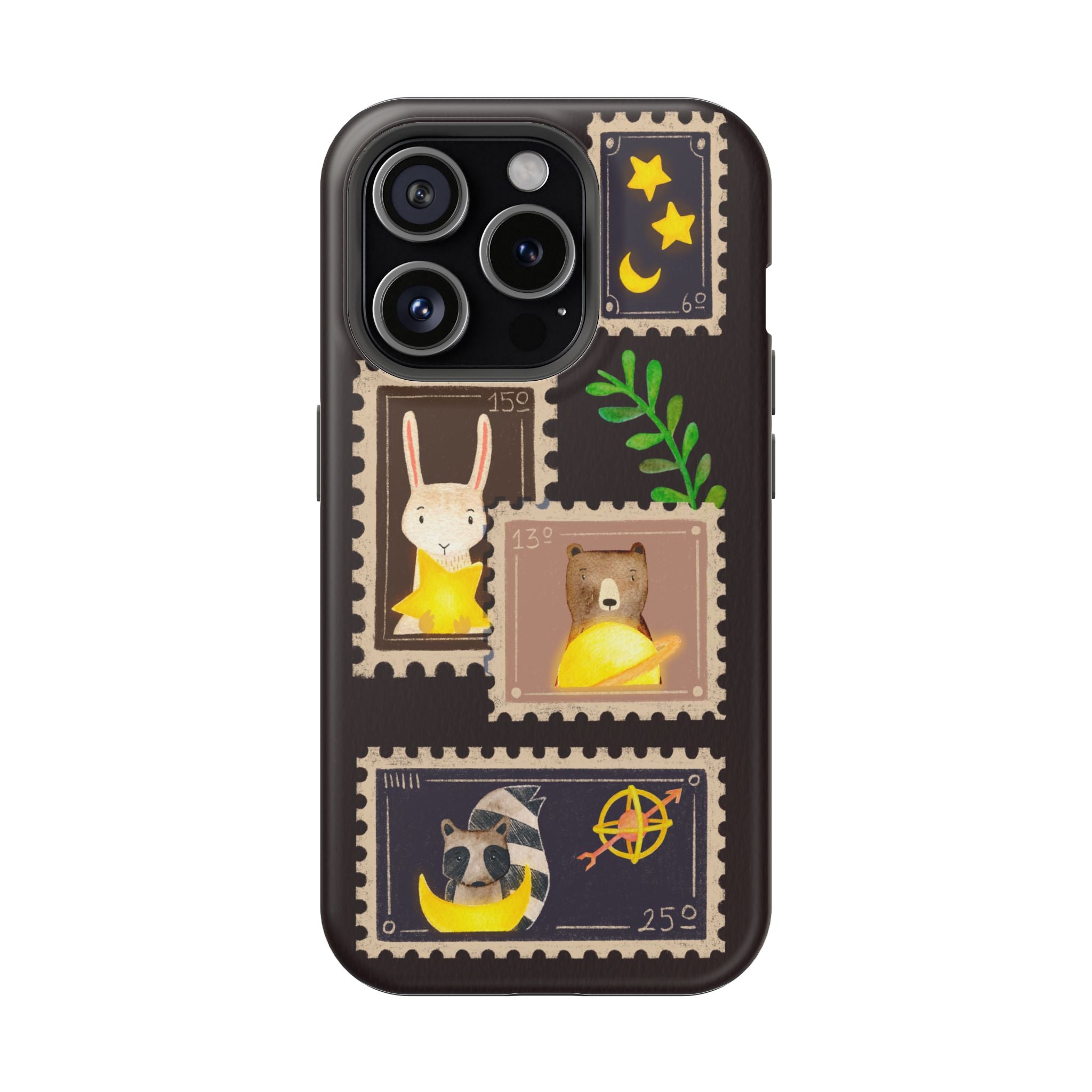 Cute Animal Stamp Phone Case, Quirky Gift for Animal Lovers, Personalized Case for Holidays, Unique Phone Accessory