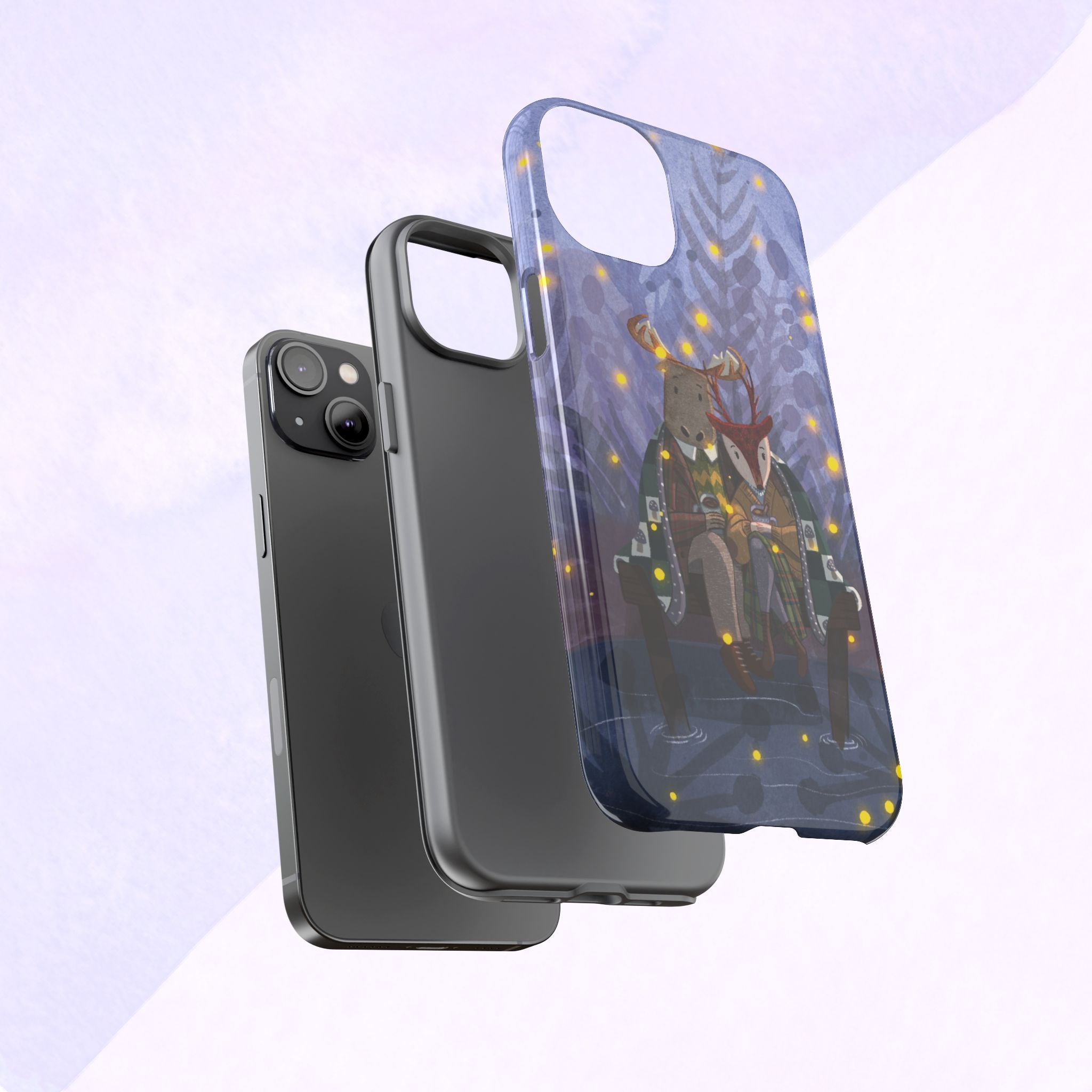 Cozy Couple Phone Case, Cute Animal Lovers Gift, Nature Aesthetic, Perfect for Holidays, Personalized Phone Accessories, Gift for Her