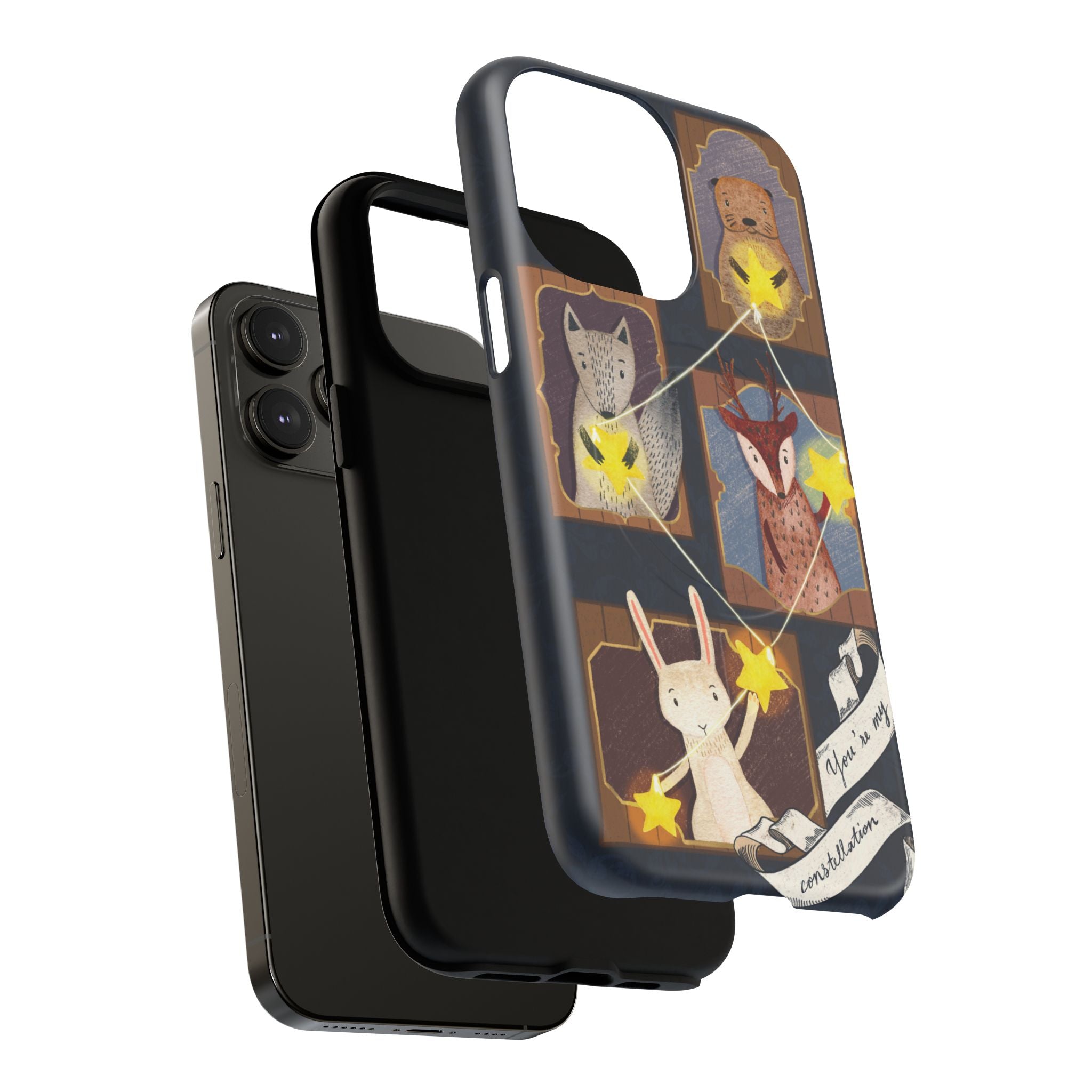Celestial Animal Stars iPhone Case, Tough Magnetic Cover, Nature Theme, Unique Cute Animal Gifts, iPhone 14 15 16 pro max