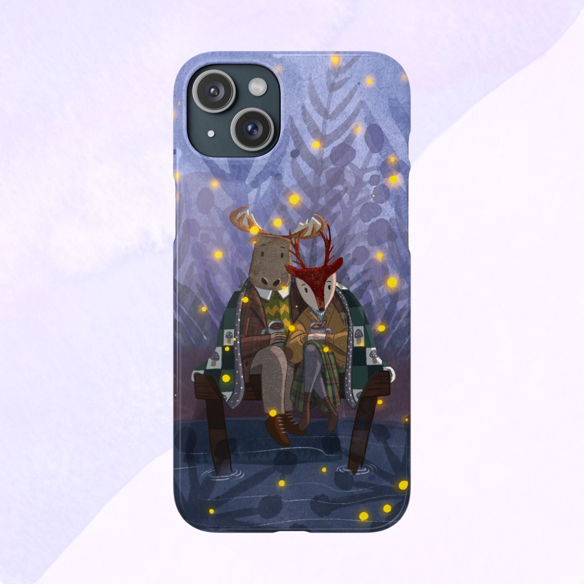 Whimsical Animal Lovers Snap Cases - Cozy Phone Protection, Gift for Nature Lovers, Holiday Decor, Cute Character Design, Animal Couple