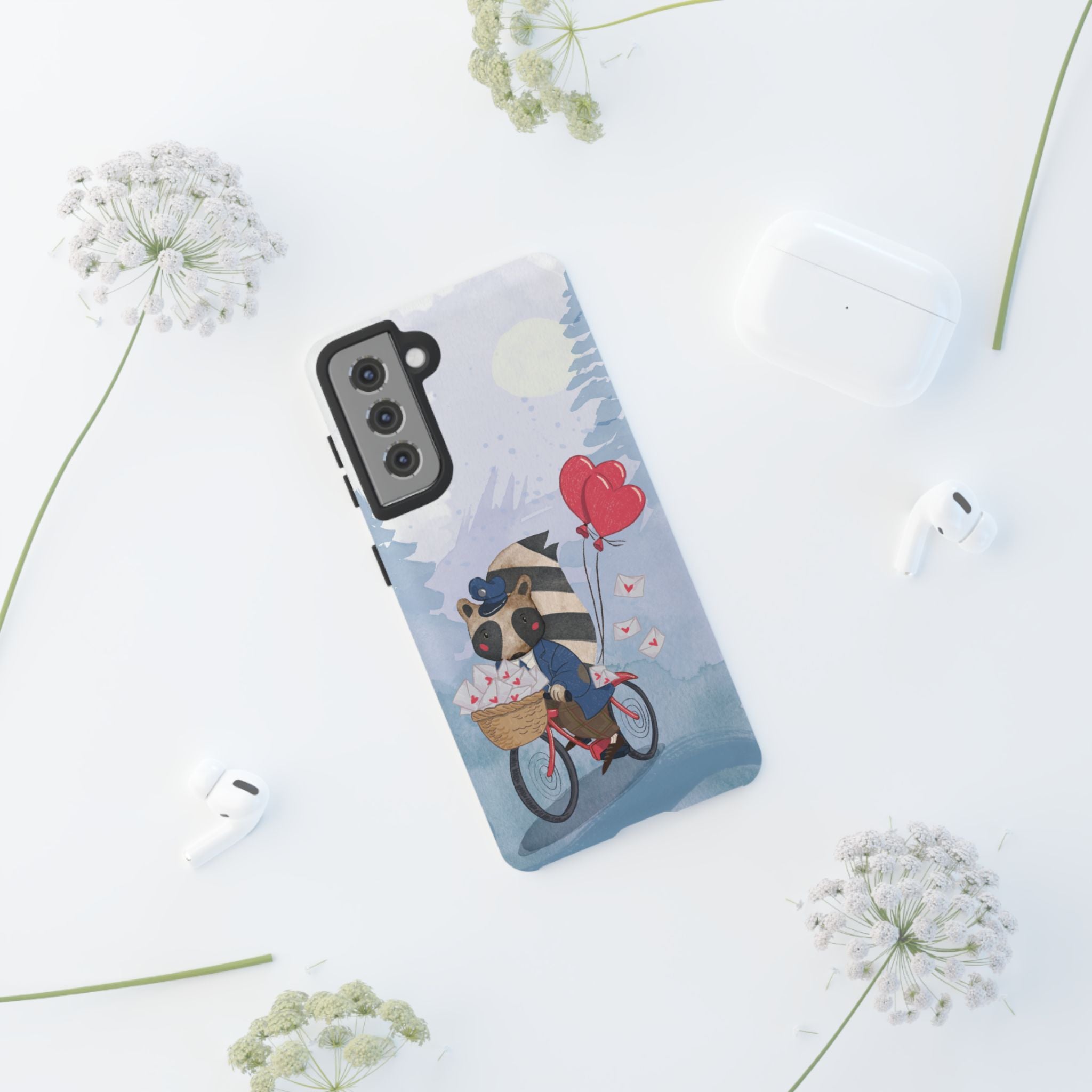 Cute Raccoon Phone Case, Tough Case for Animal Lovers, Valentine's Day Gift, Whimsical Phone Accessory, Gifts for Kids