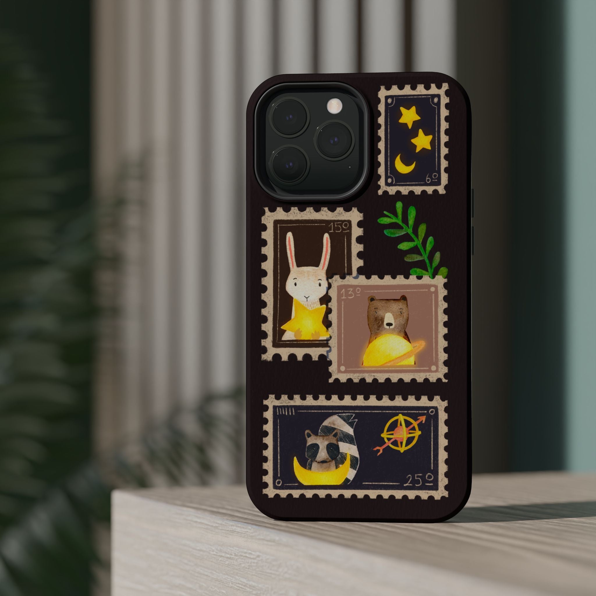 Cute Animal Stamp Phone Case, Quirky Gift for Animal Lovers, Personalized Case for Holidays, Unique Phone Accessory